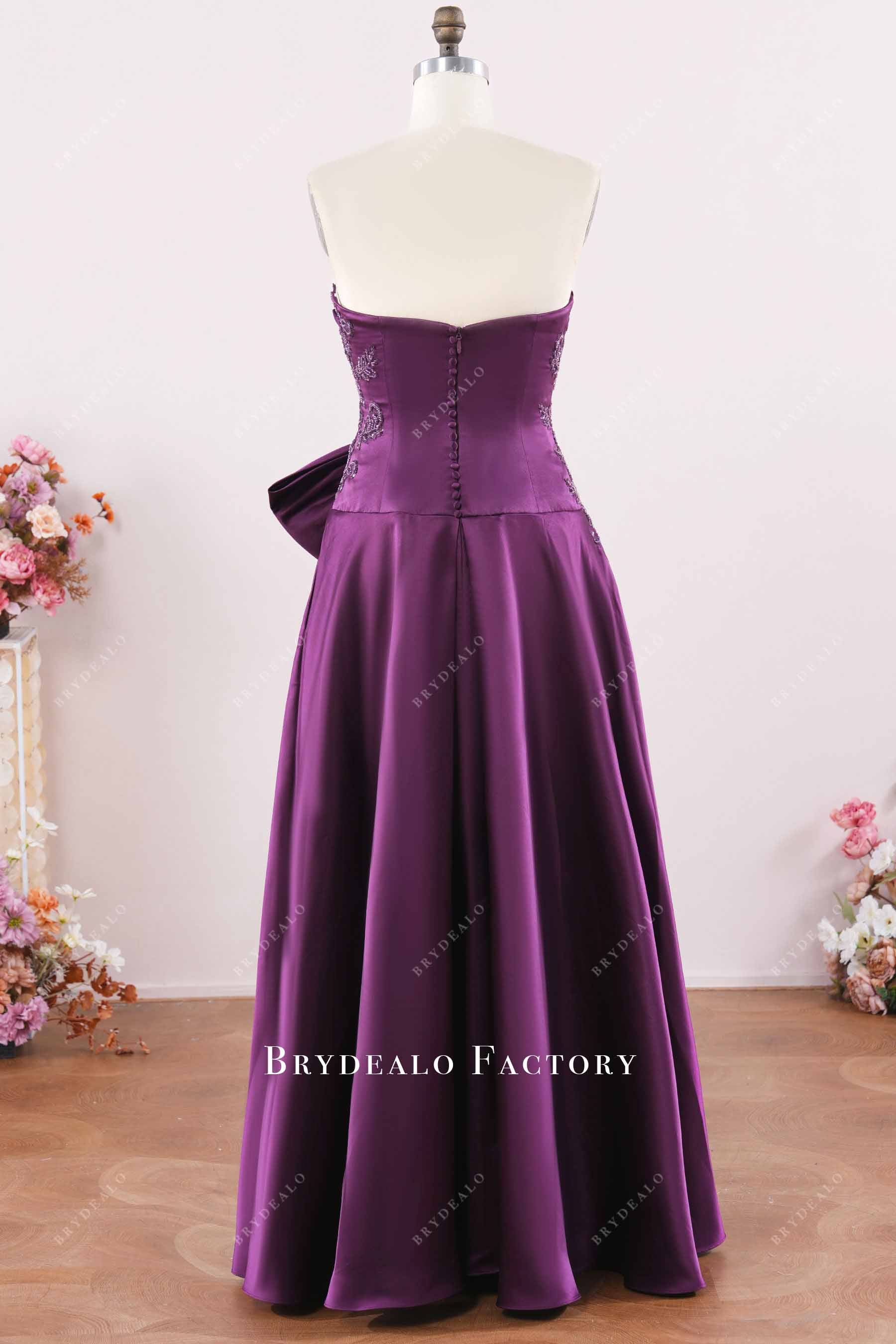 strapless buttoned back mother of bride dress