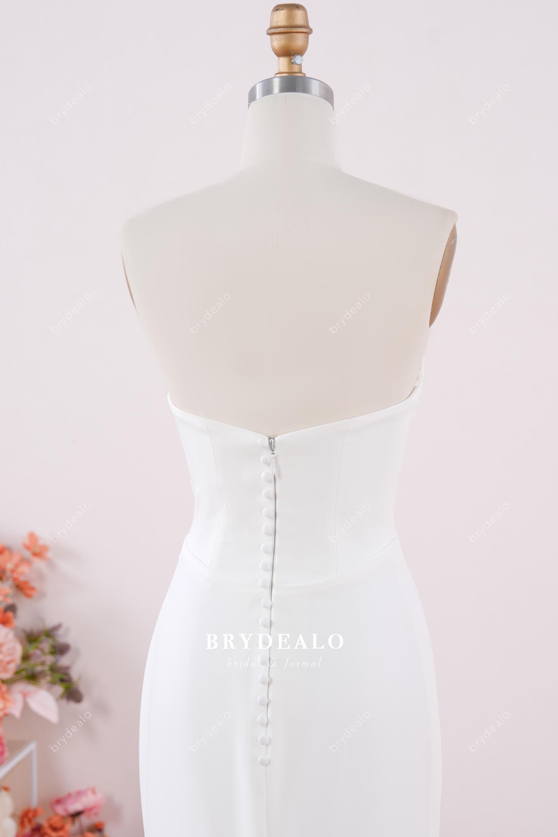 strapless buttoned back wedding dress