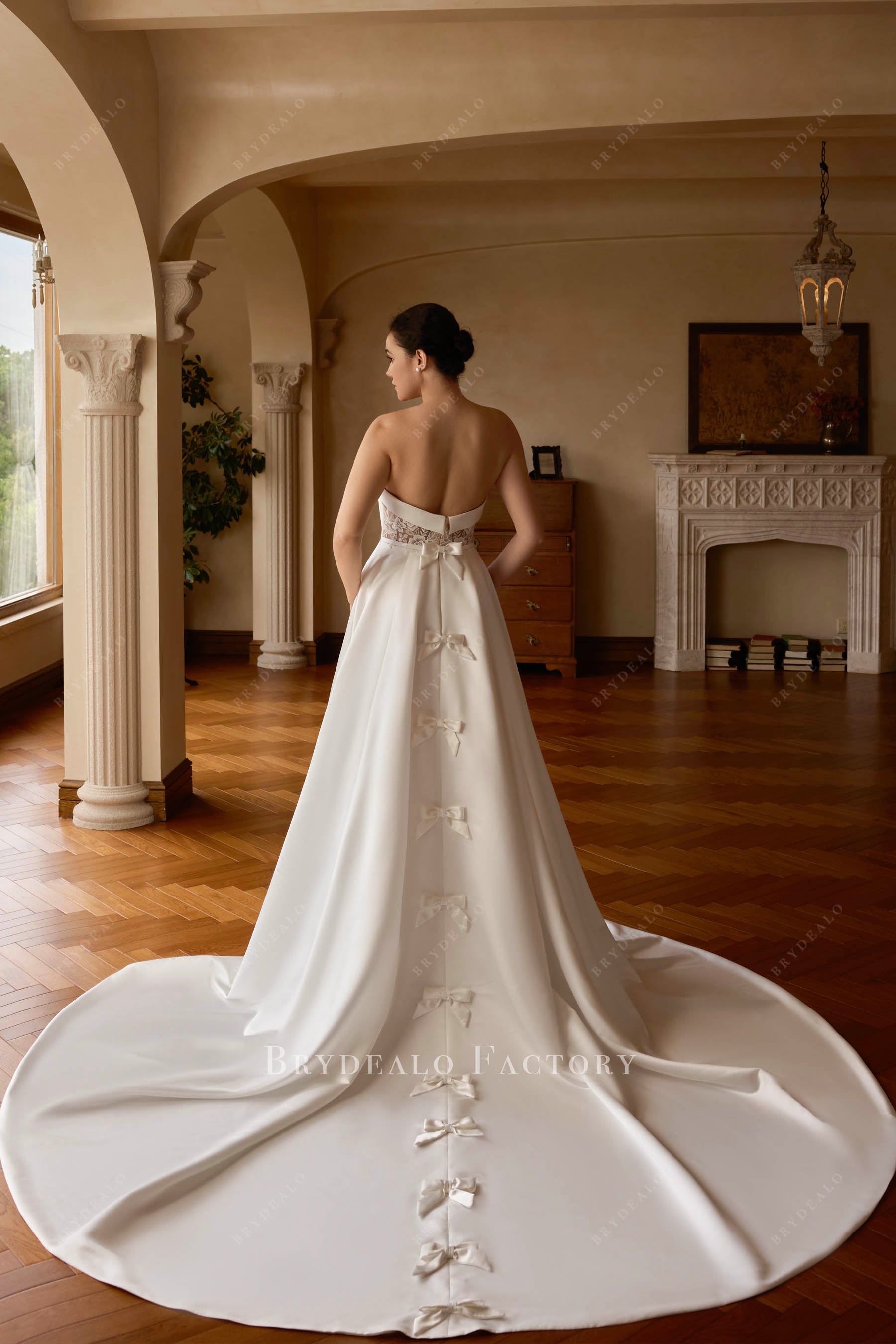 strapless cathedral train wedding dress