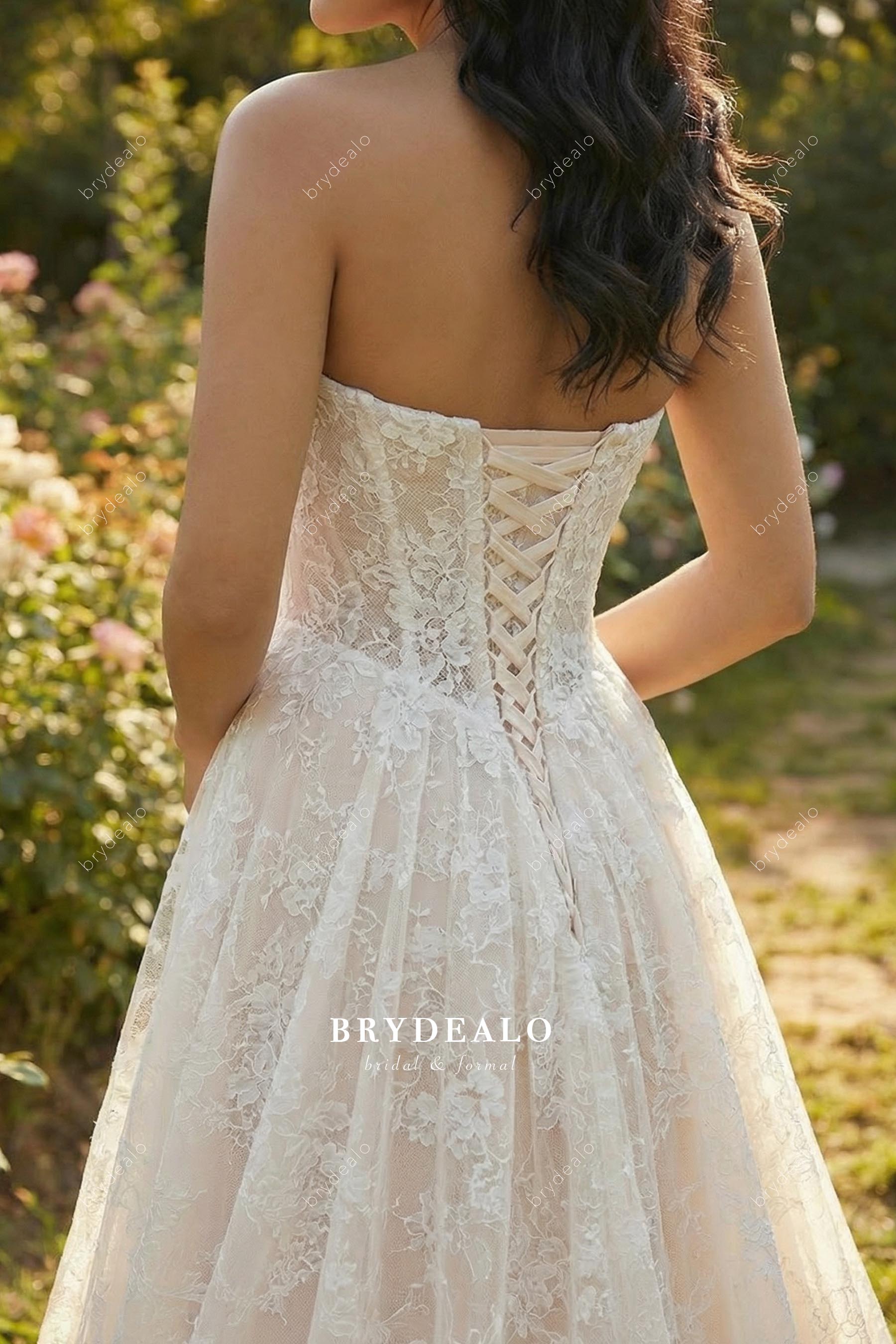 strapless corset lace bridal gown