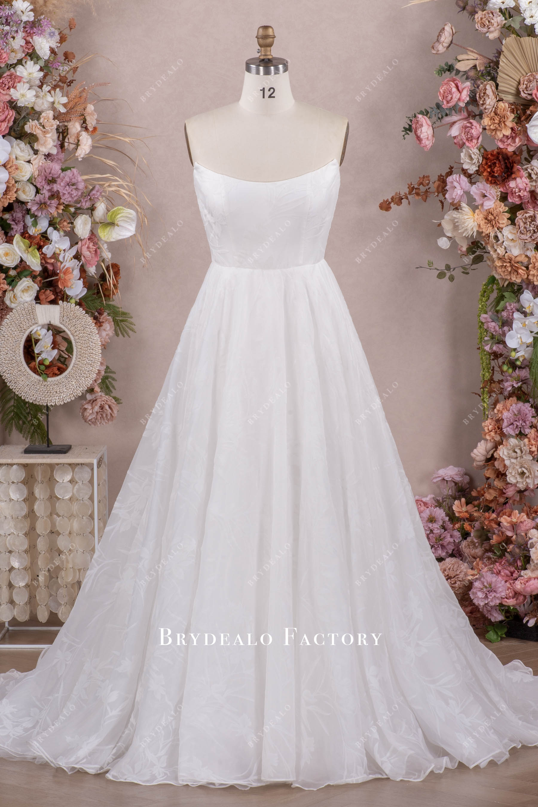 Romantic Floral Velvet Organza Aline Wedding Dress Romantic Floral Velvet Organza Aline Wedding Dress