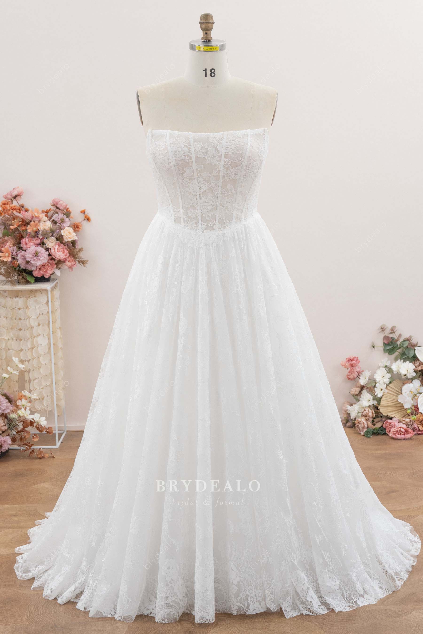 strapless lace Aline wedding dress