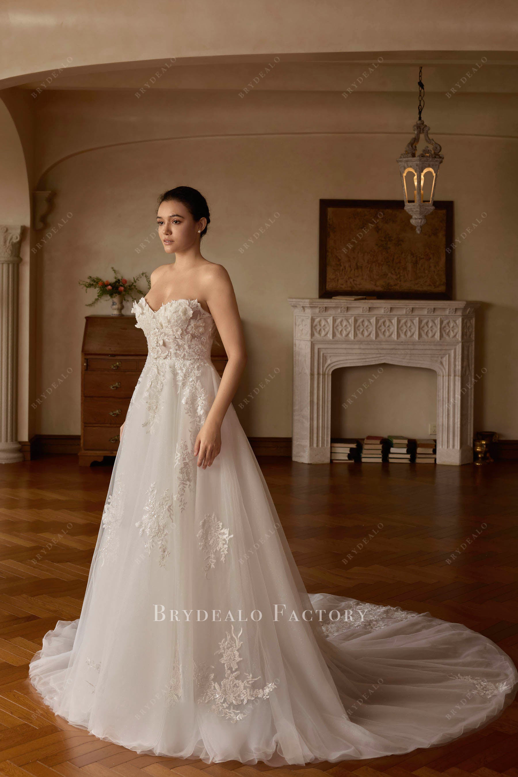 strapless long wedding dress