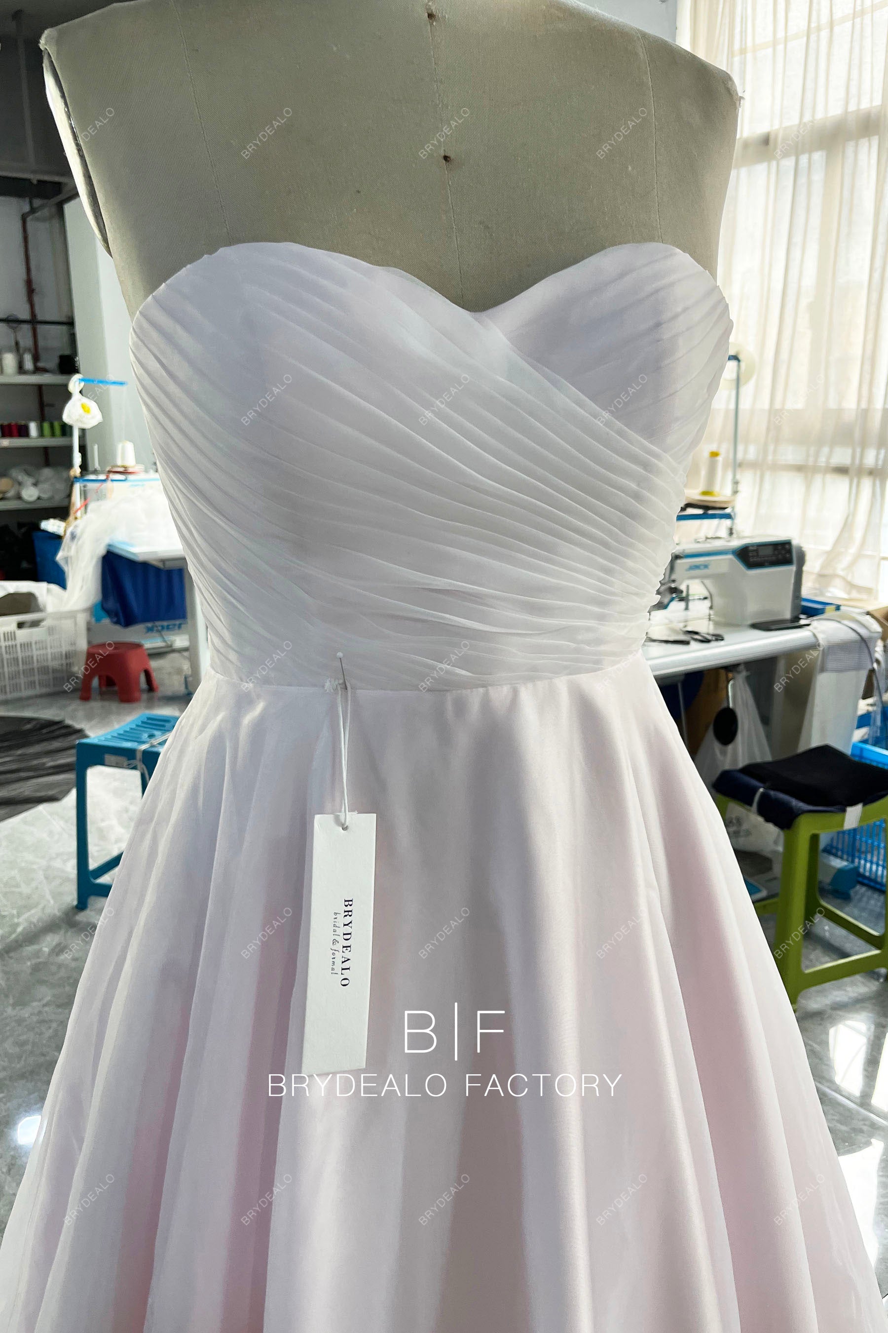 strapless pleated sweetheart wedding dress