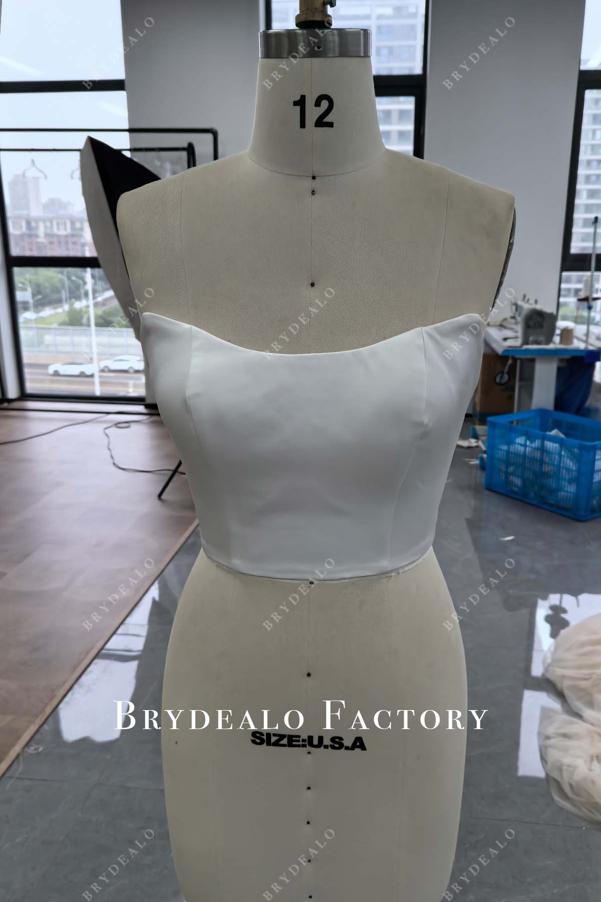 strapless scoop neck satin corset top