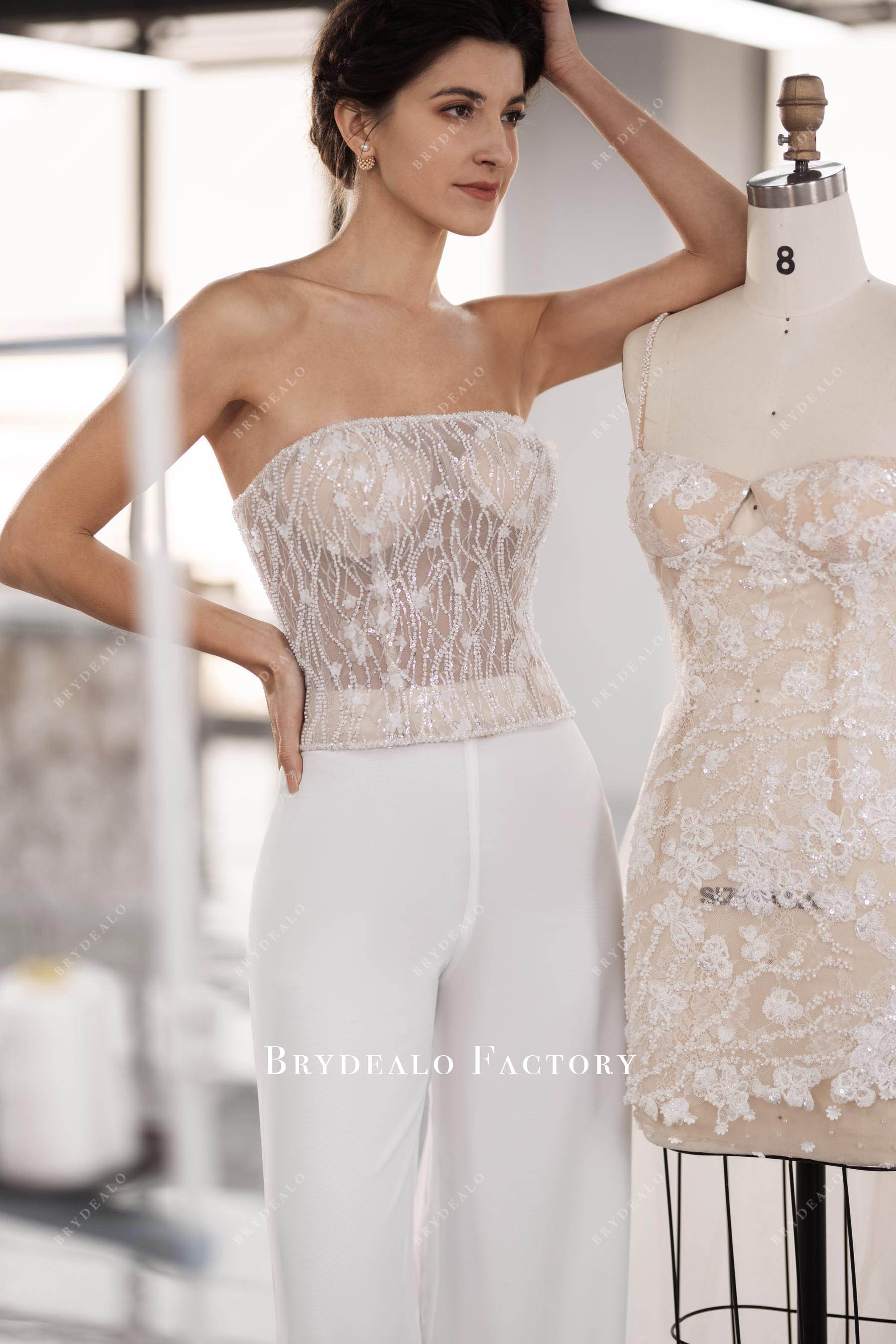 strapless sparkly bridal crop top