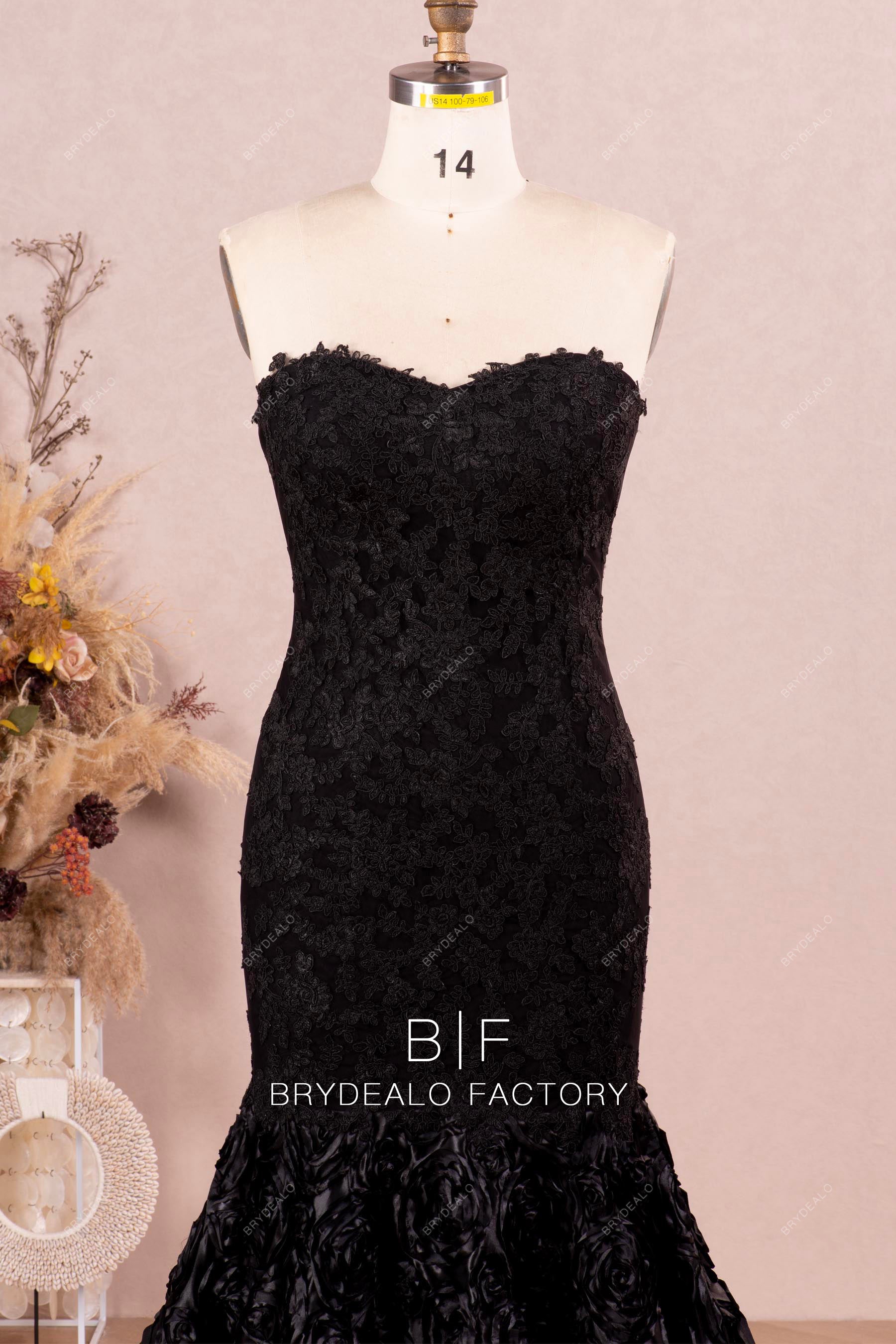 strapless sweetheart lace prom dress