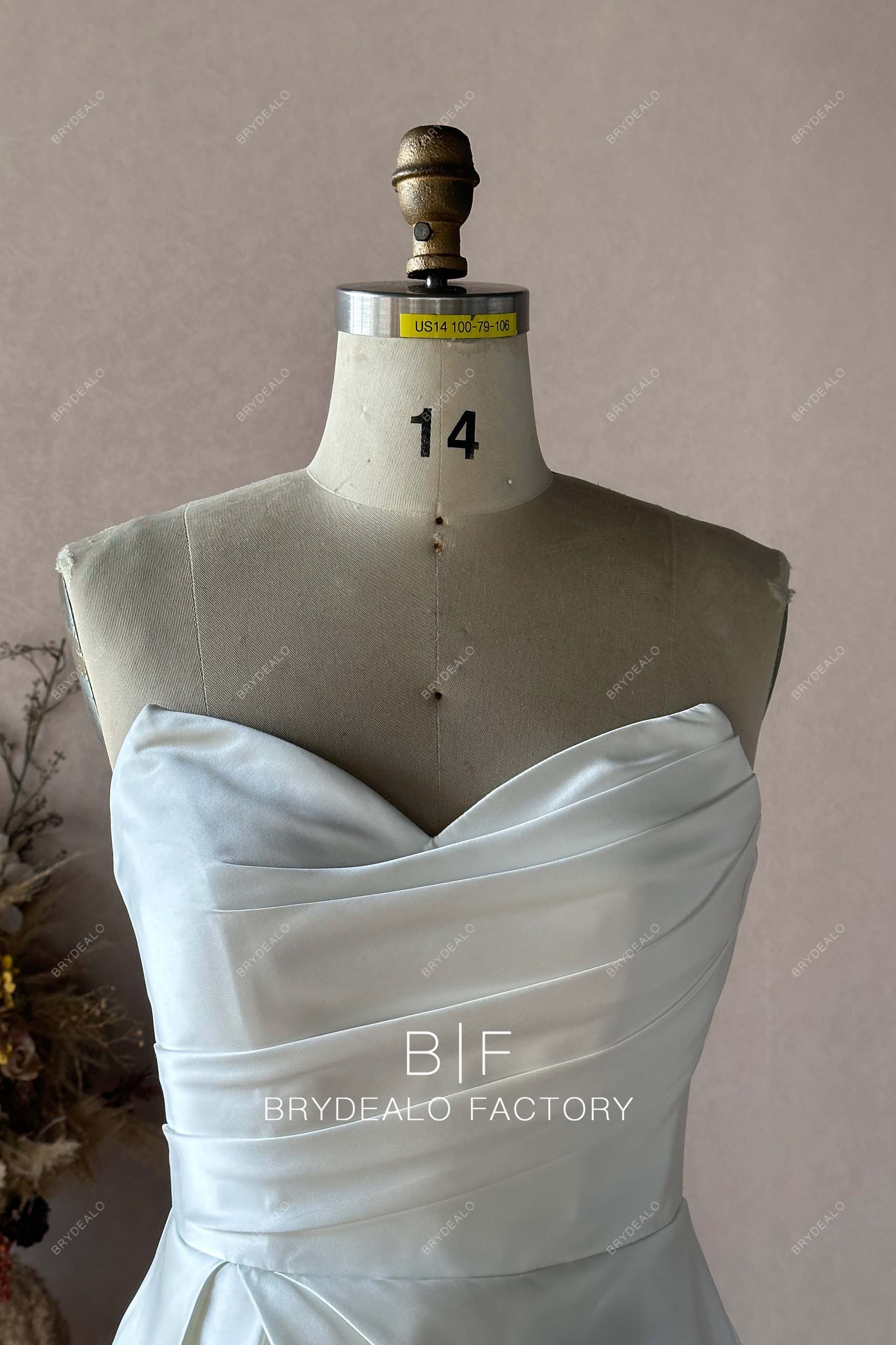 strapless sweetheart neck satin wedding gown