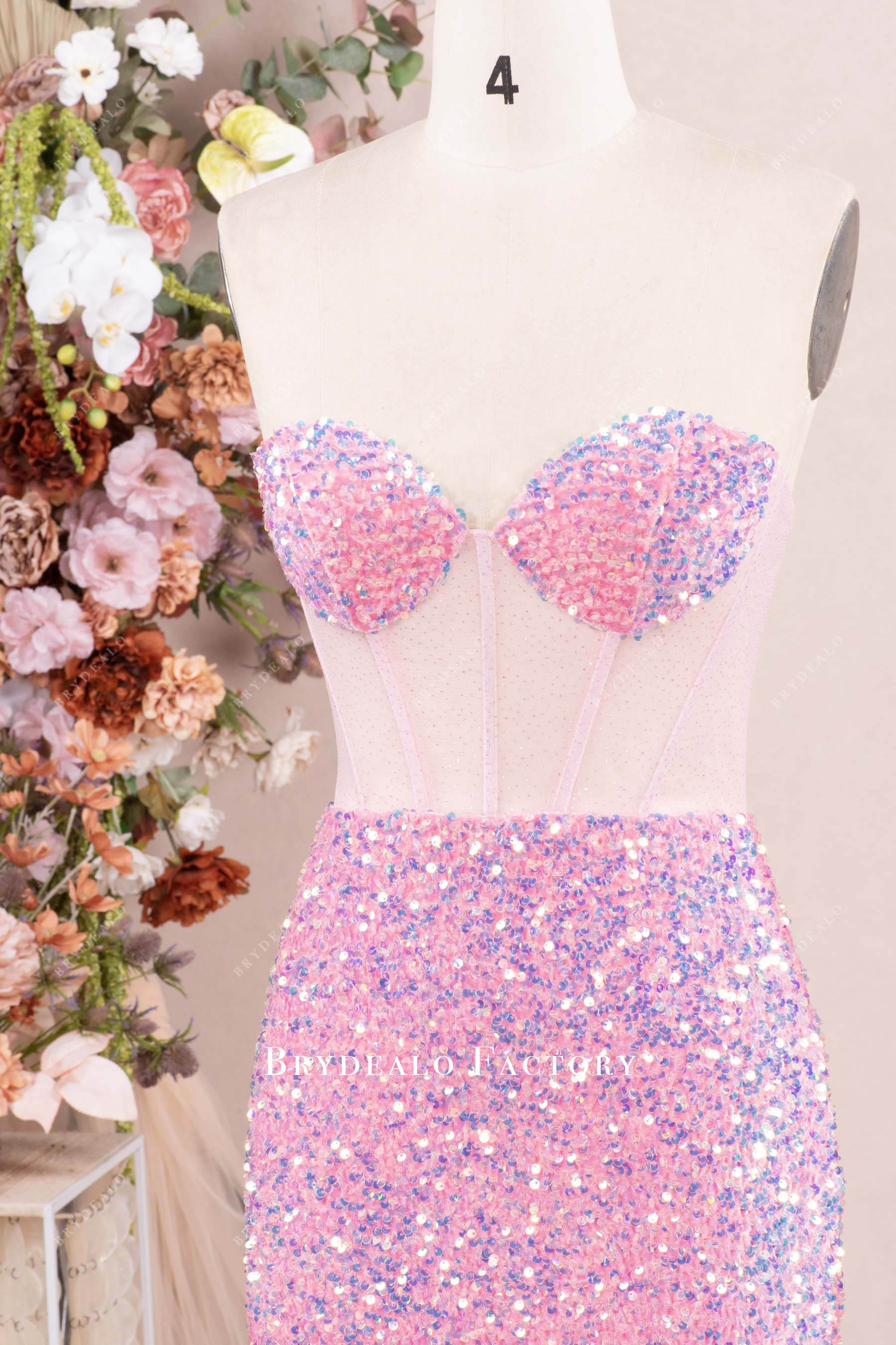 strapless sweetheart sparkly mermaid prom dress