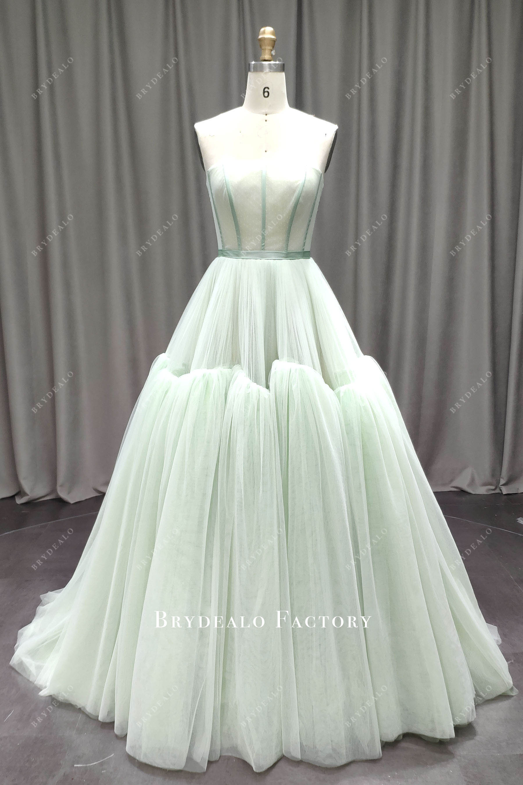 strapless tiered ballgown wedding dress