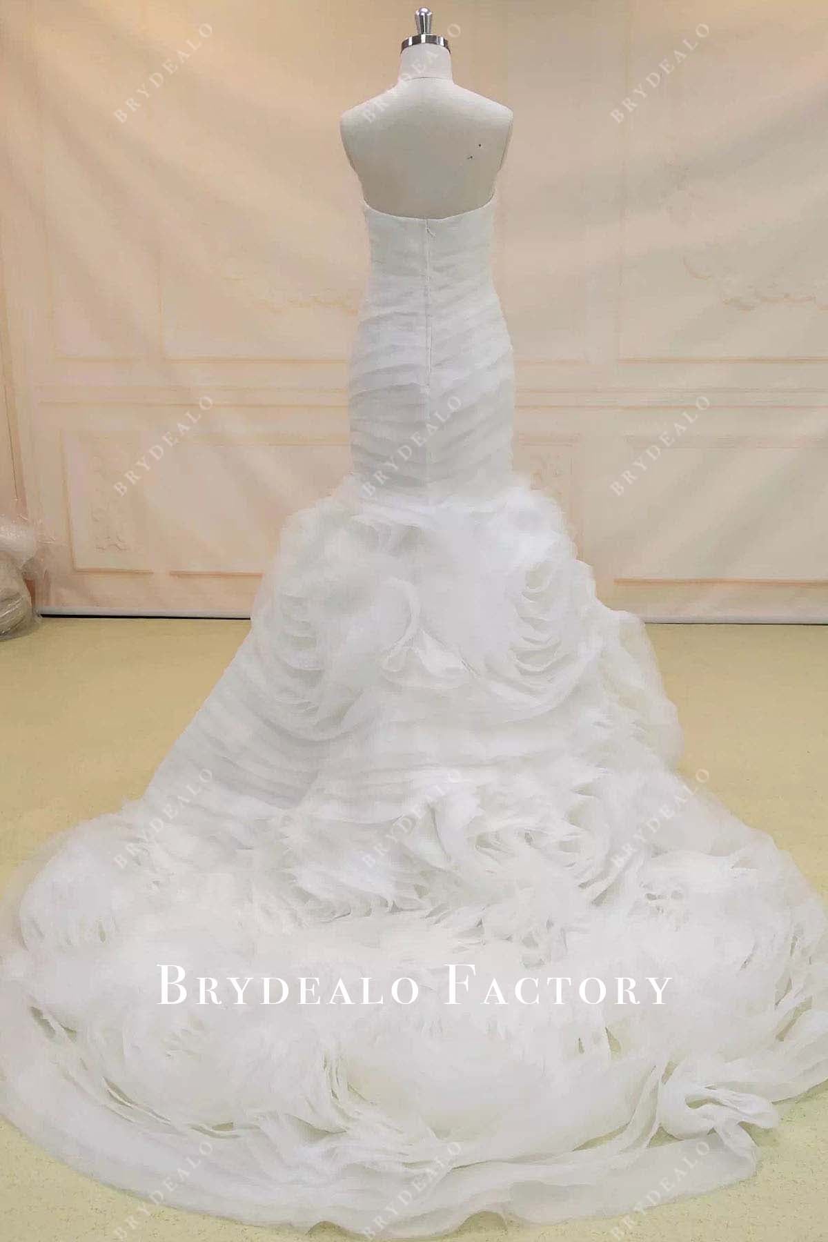 strapless trumpet court train wedding dress