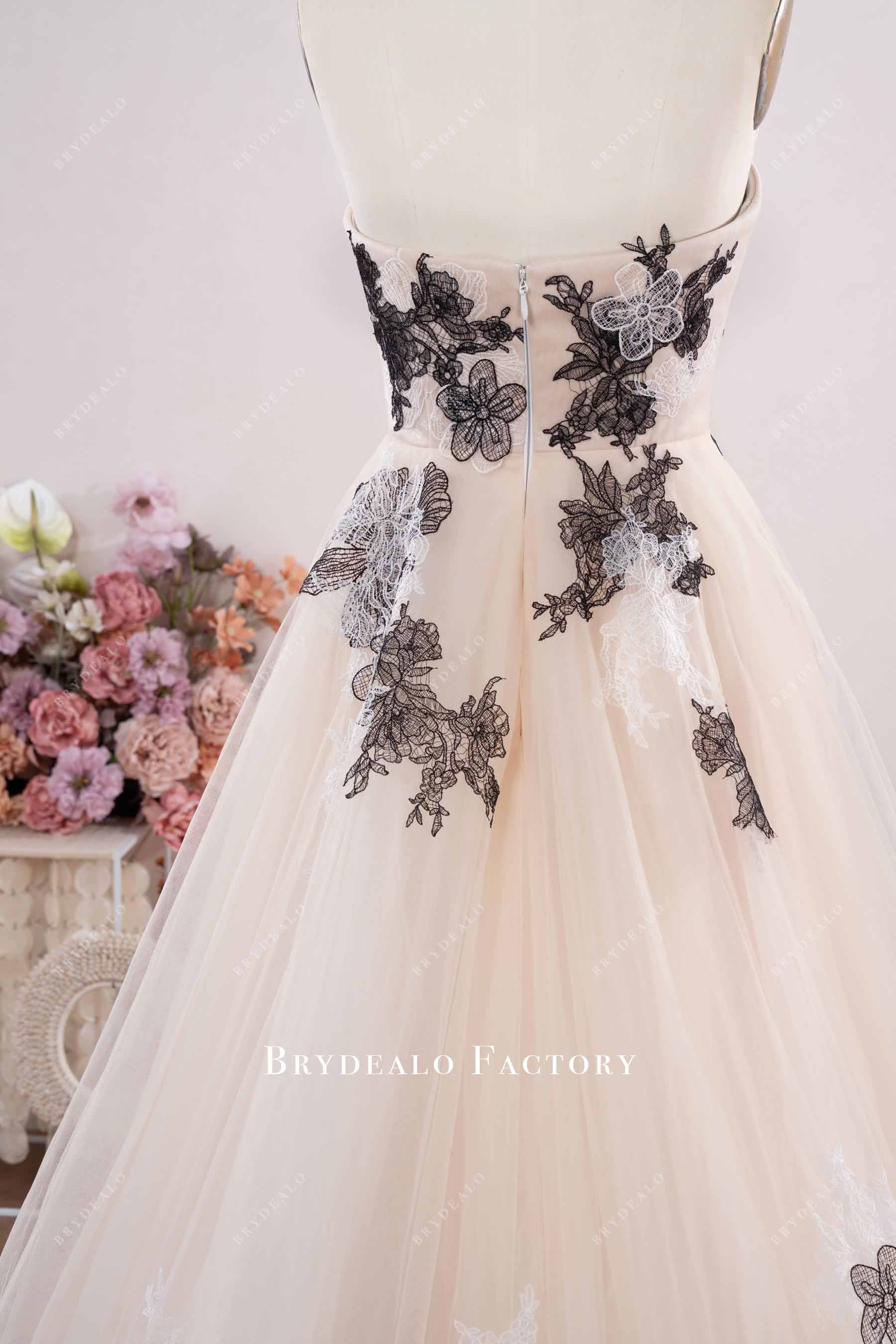 strapless two-tone wedding dress