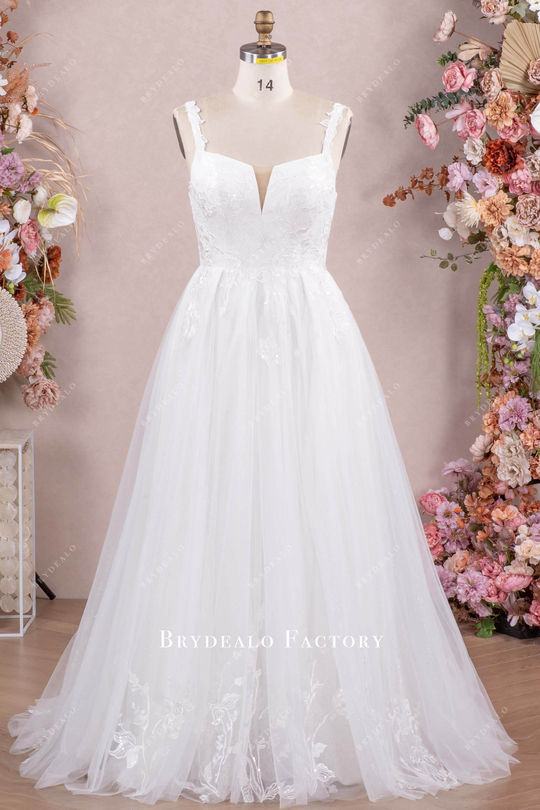 straps lace Aline wedding dress