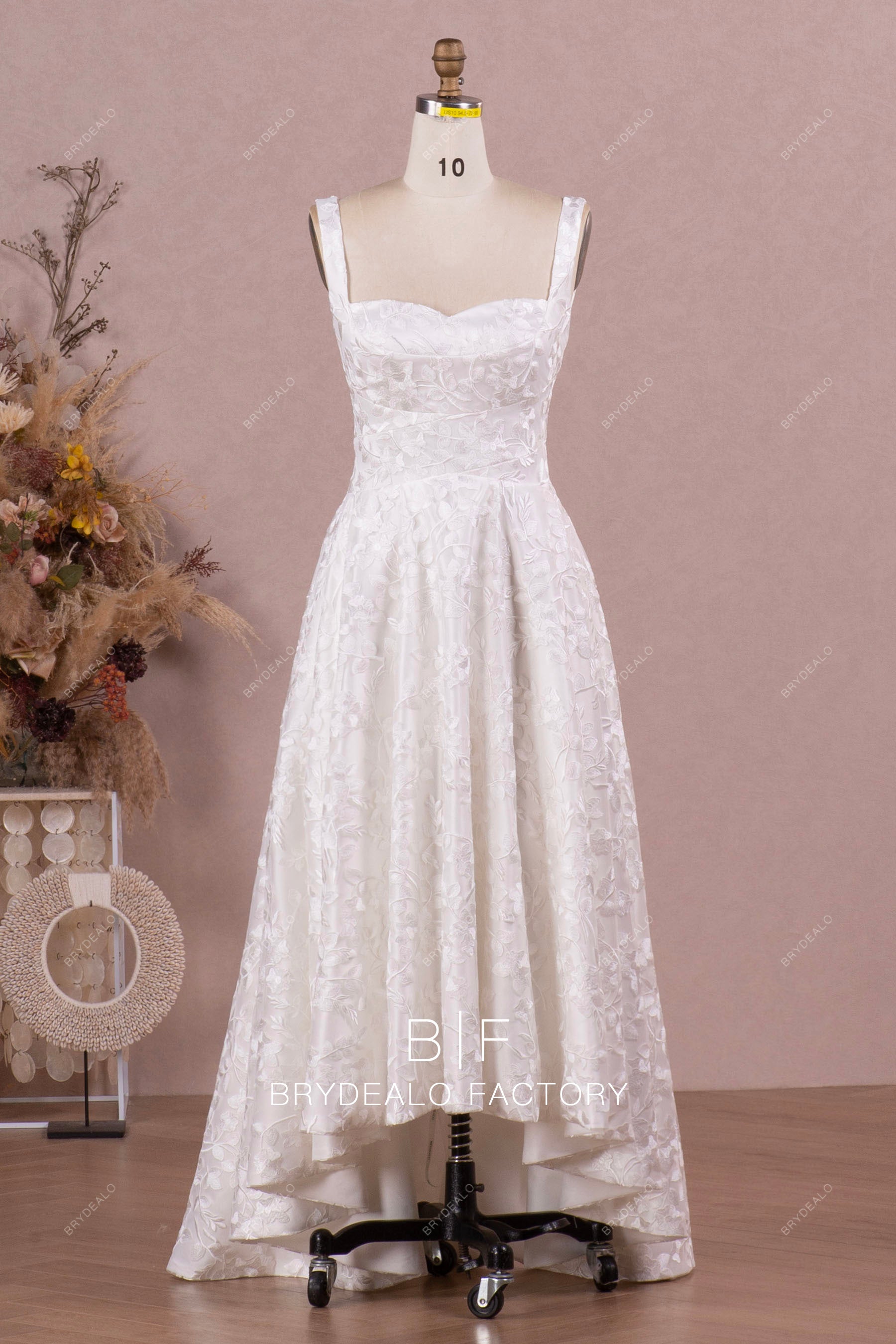 straps lace hilo tea length wedding dress