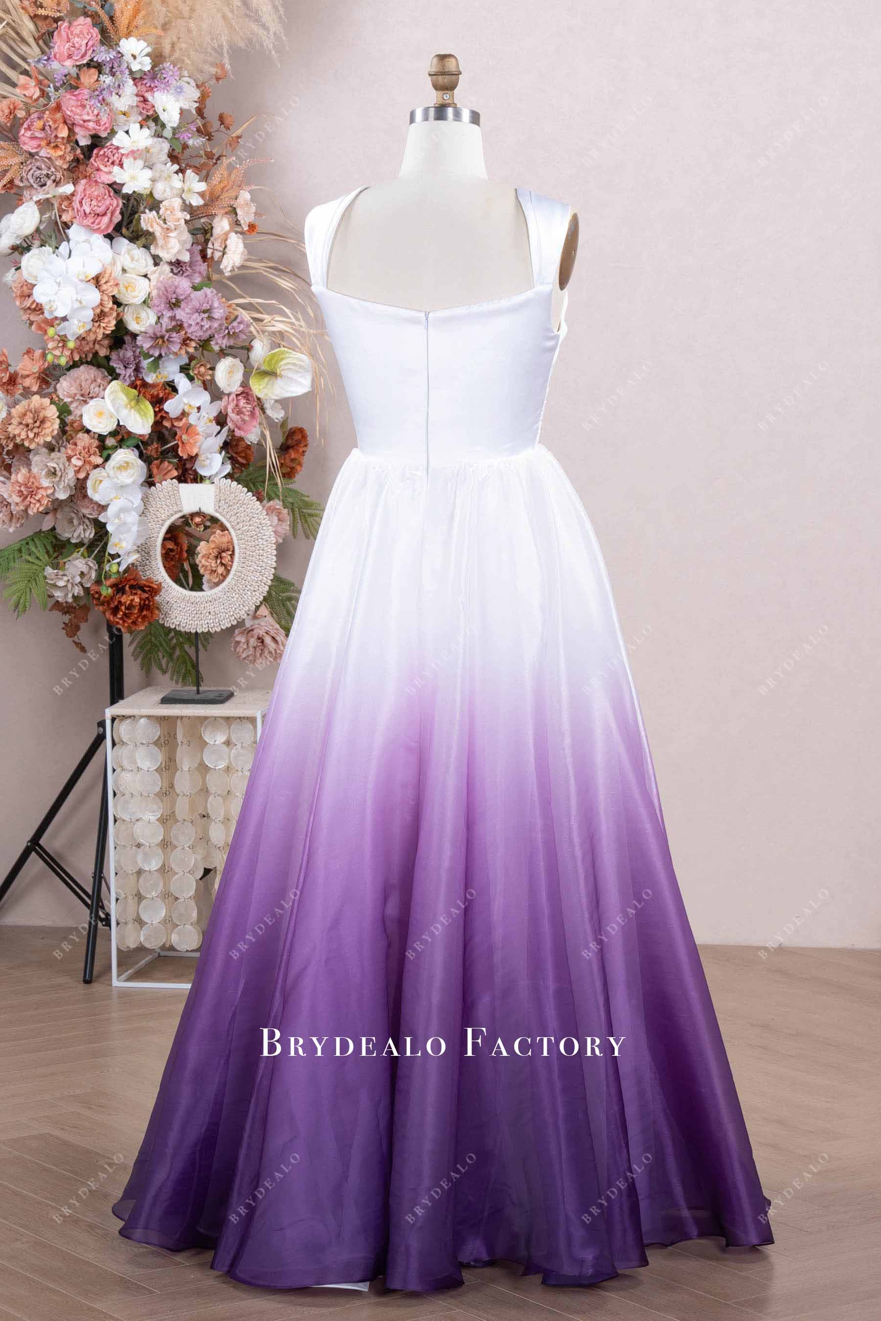straps ombre organza floor length wedding gown