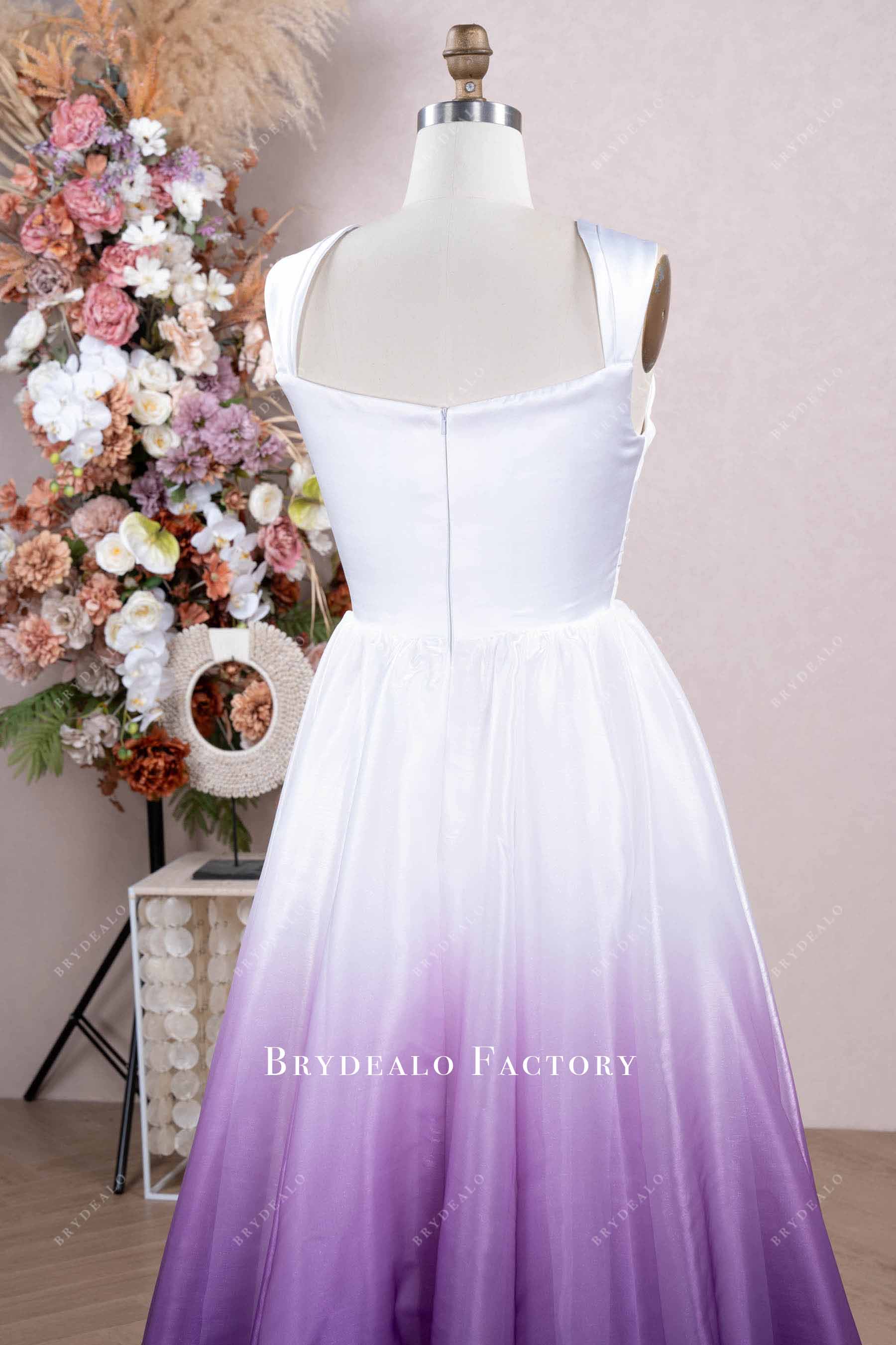 straps ombre purple wedding dress