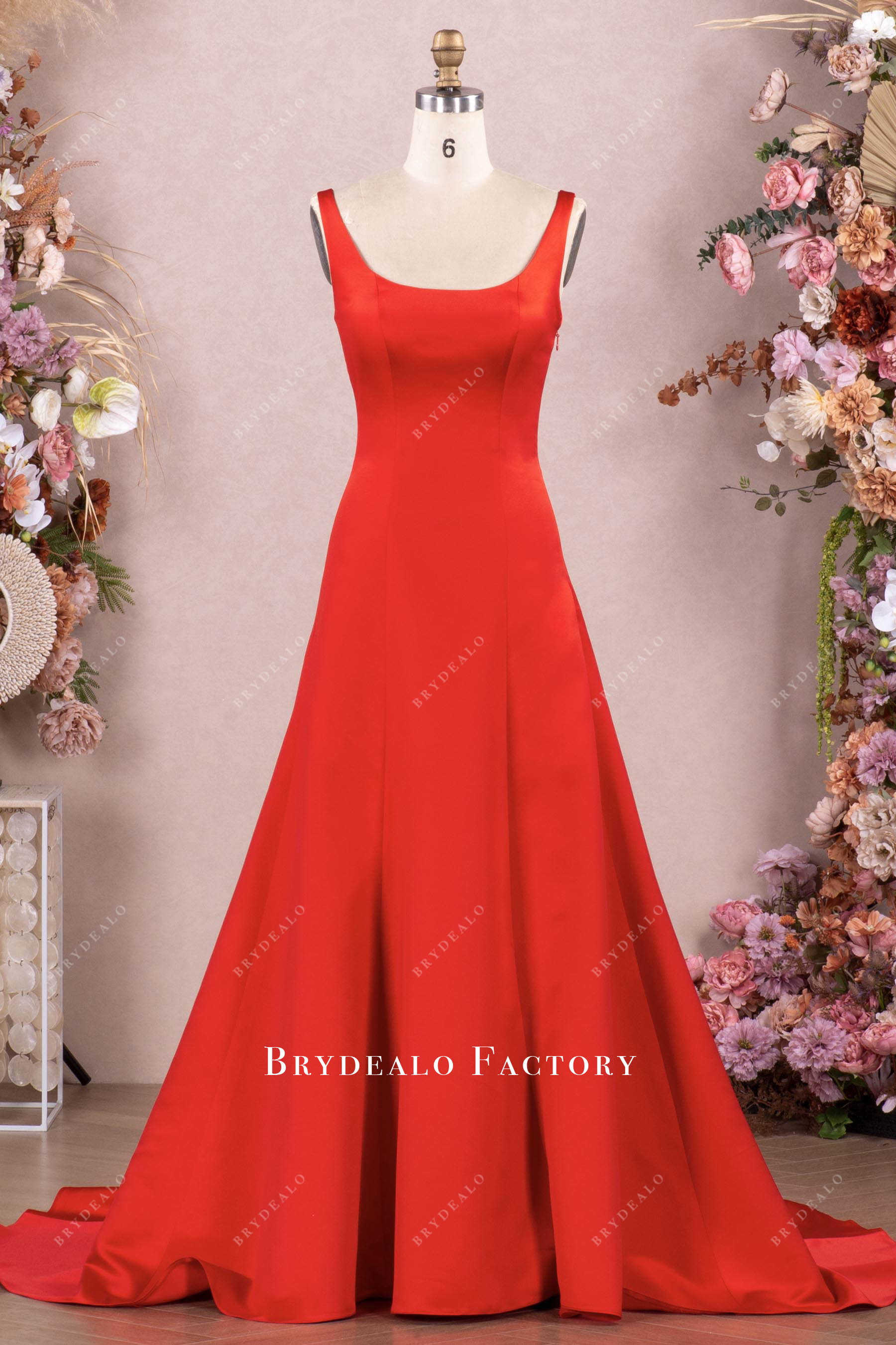 Classic Princess Seams Satin Fit Flare Satin Prom Dress Classic Princess Seams Satin Fit Flare Satin Prom Dress