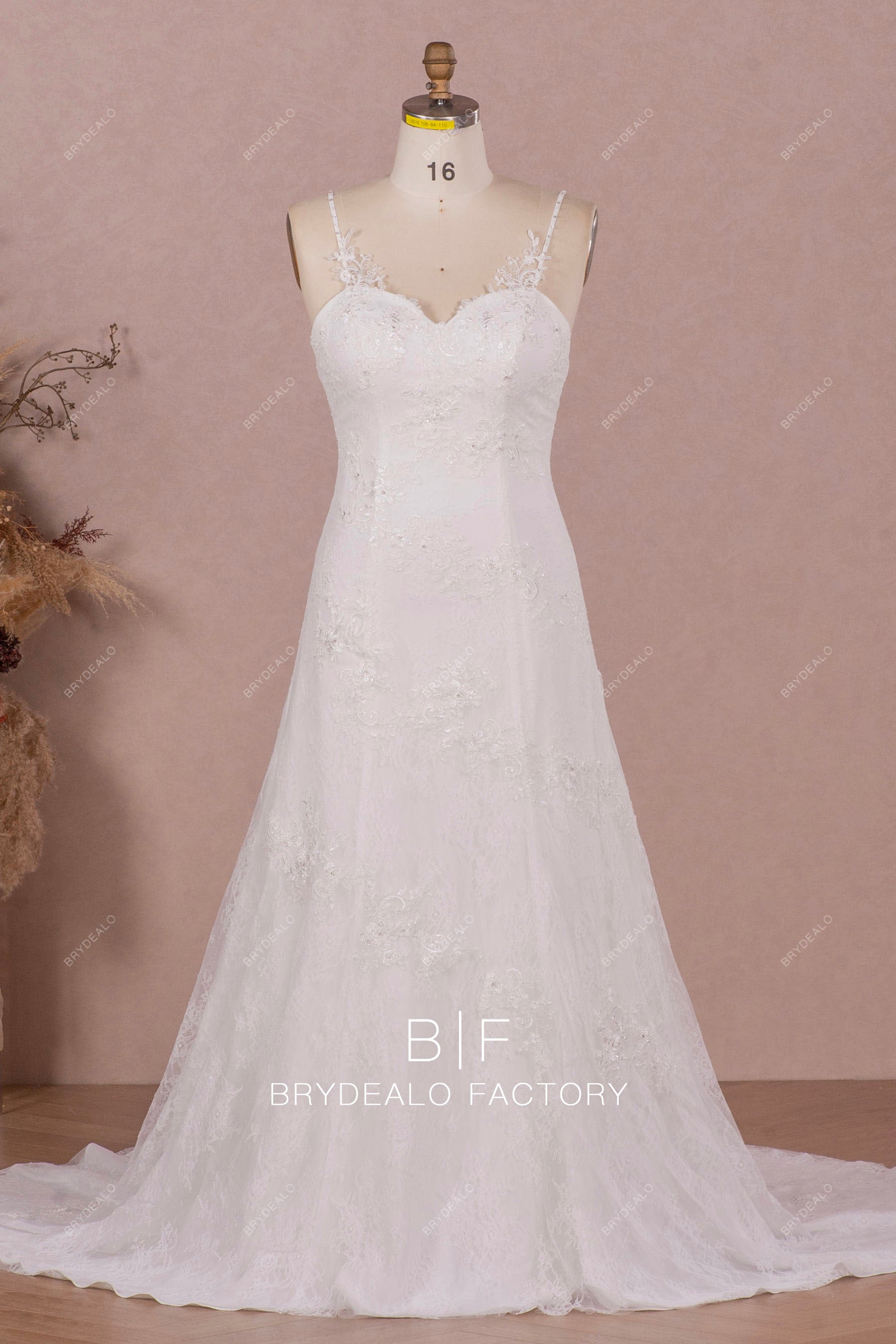 straps sweetheart beaded lace wedding dress