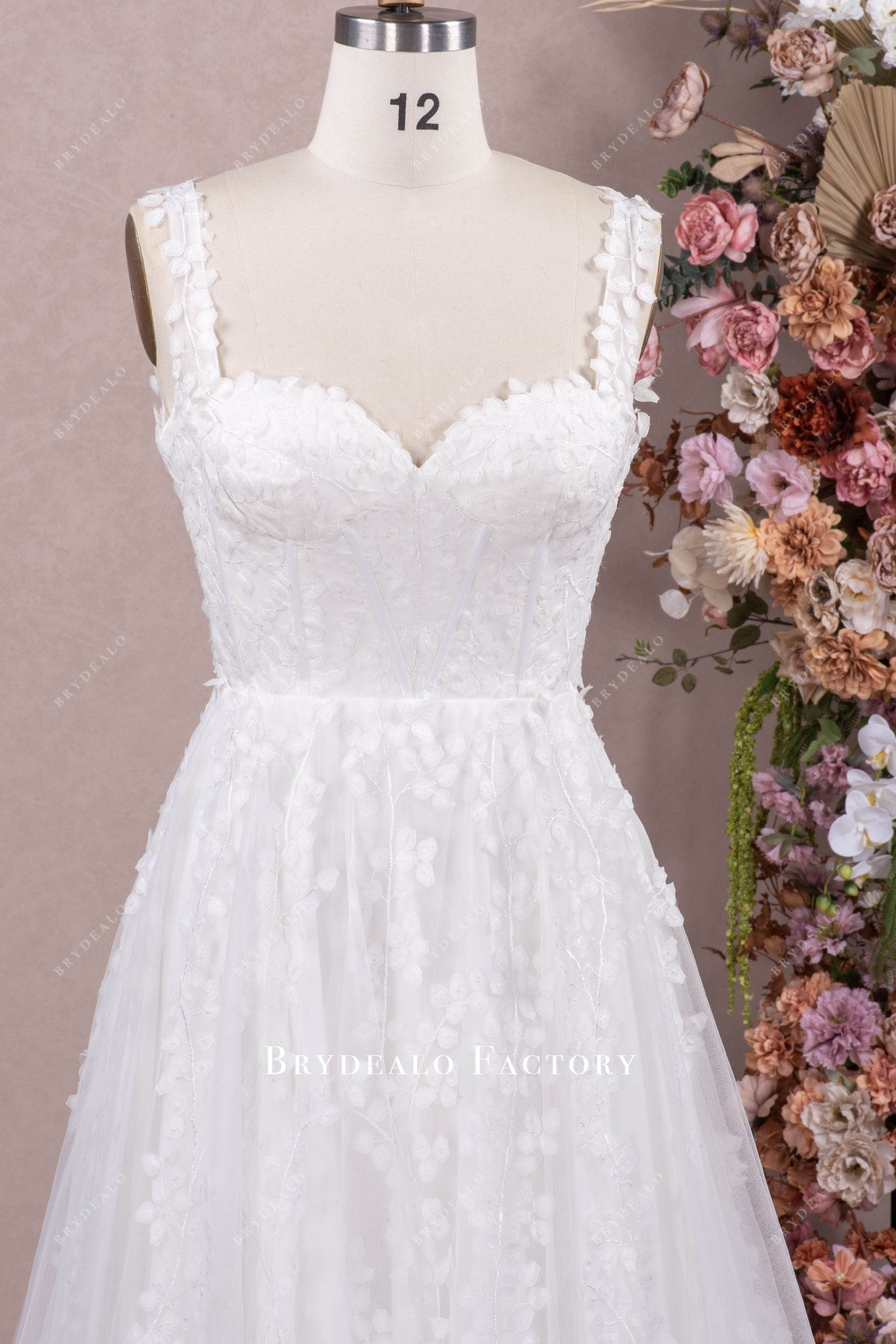 straps sweetheart neck Aline wedding gown