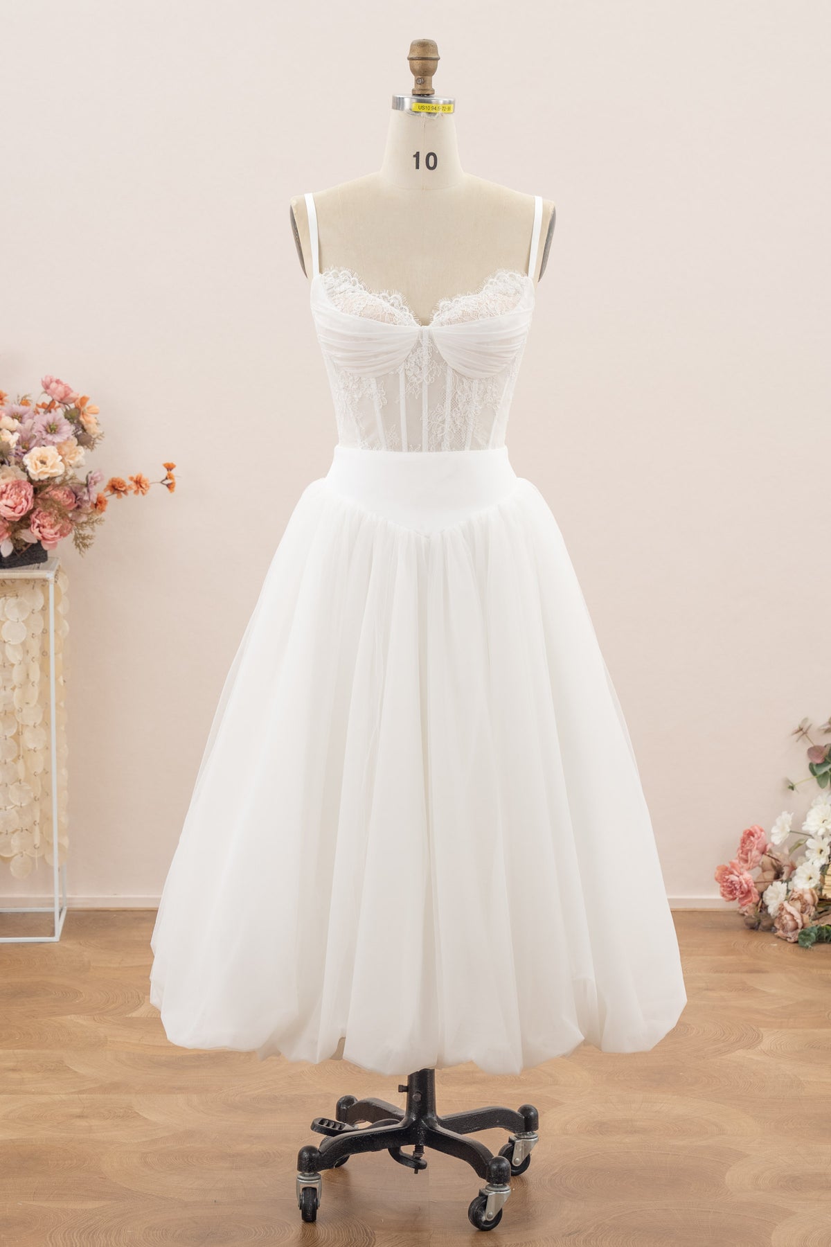 straps sweetheart neck short wedding dress