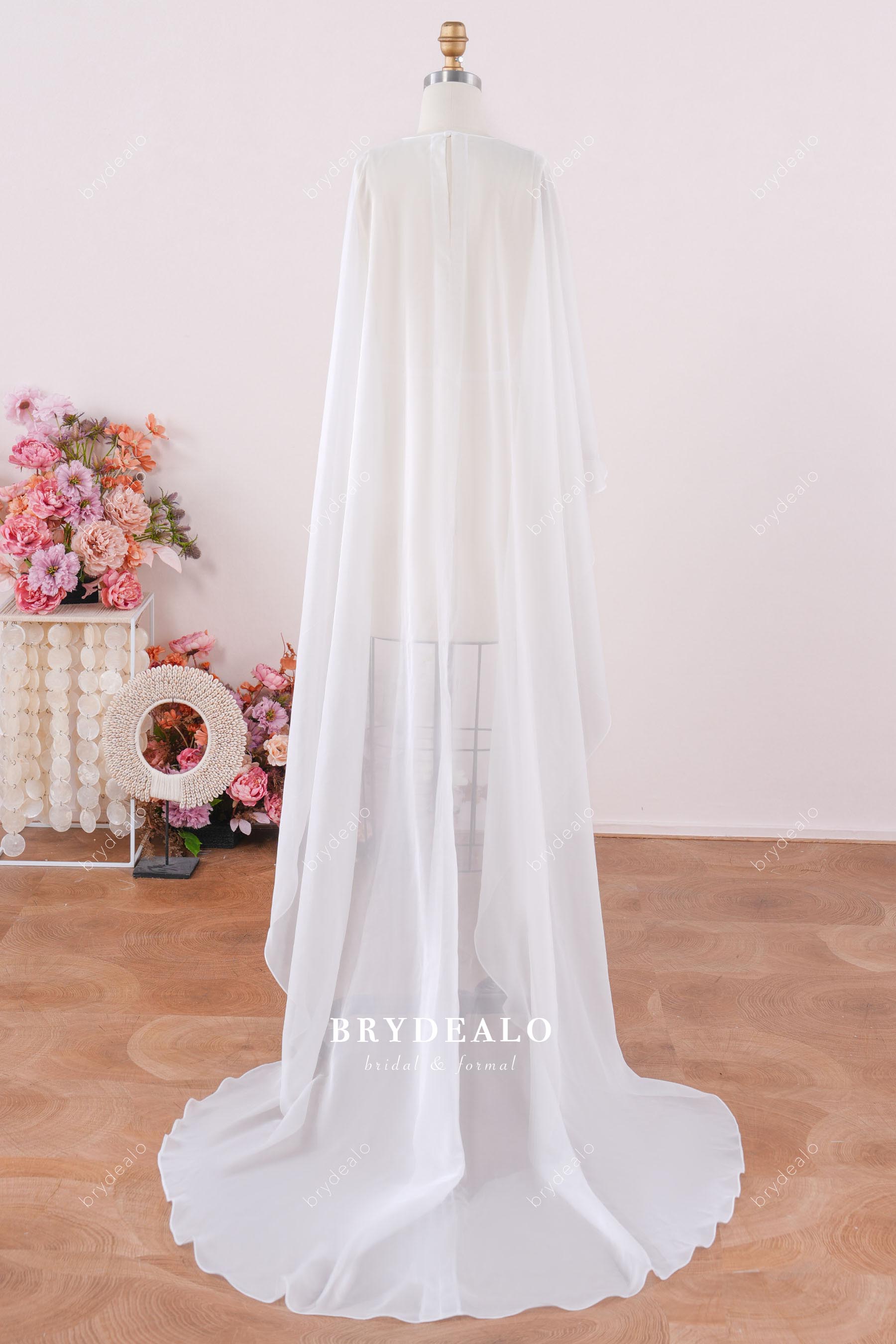 sweep train chiffon cape