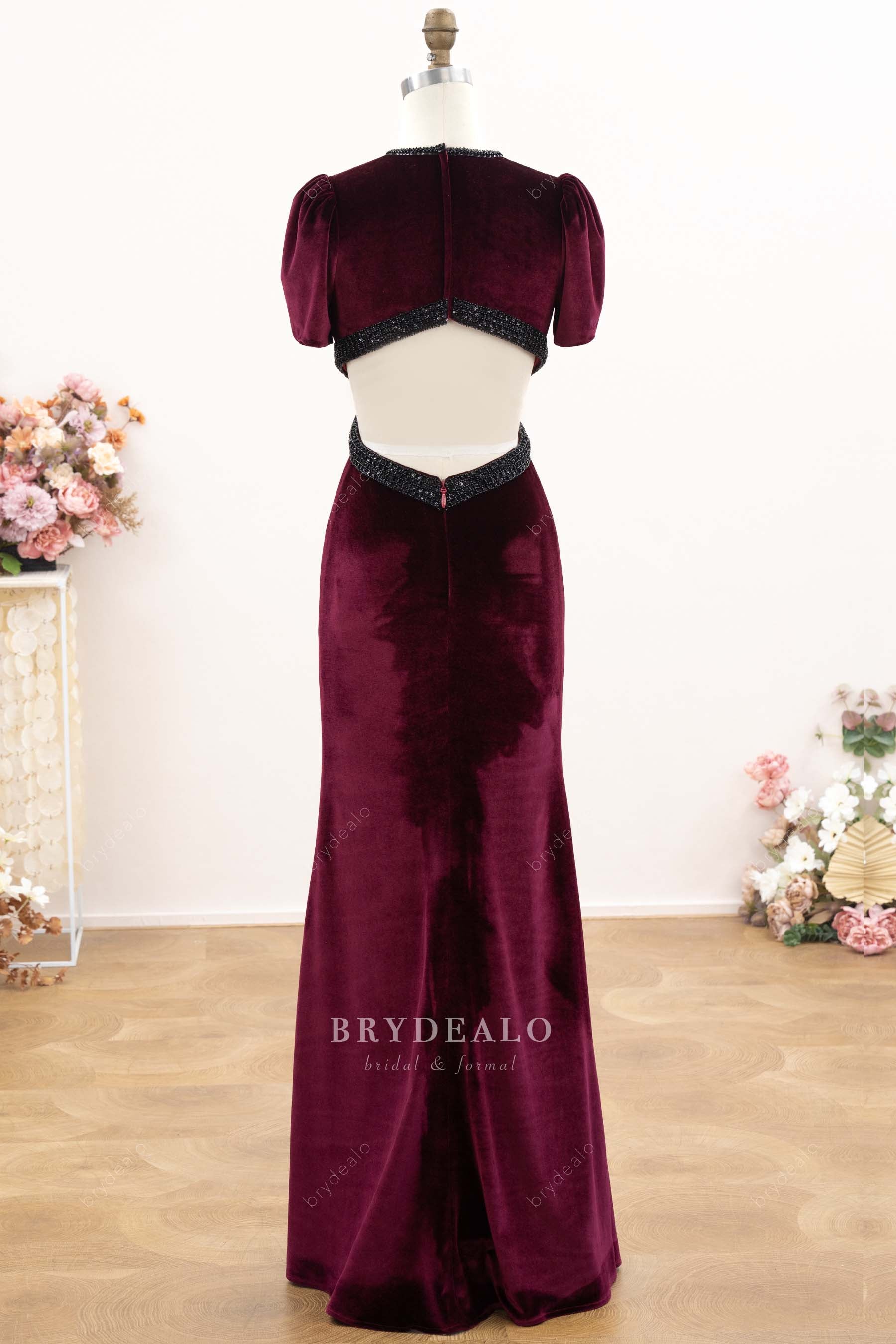 sweep train fit flare evening dress