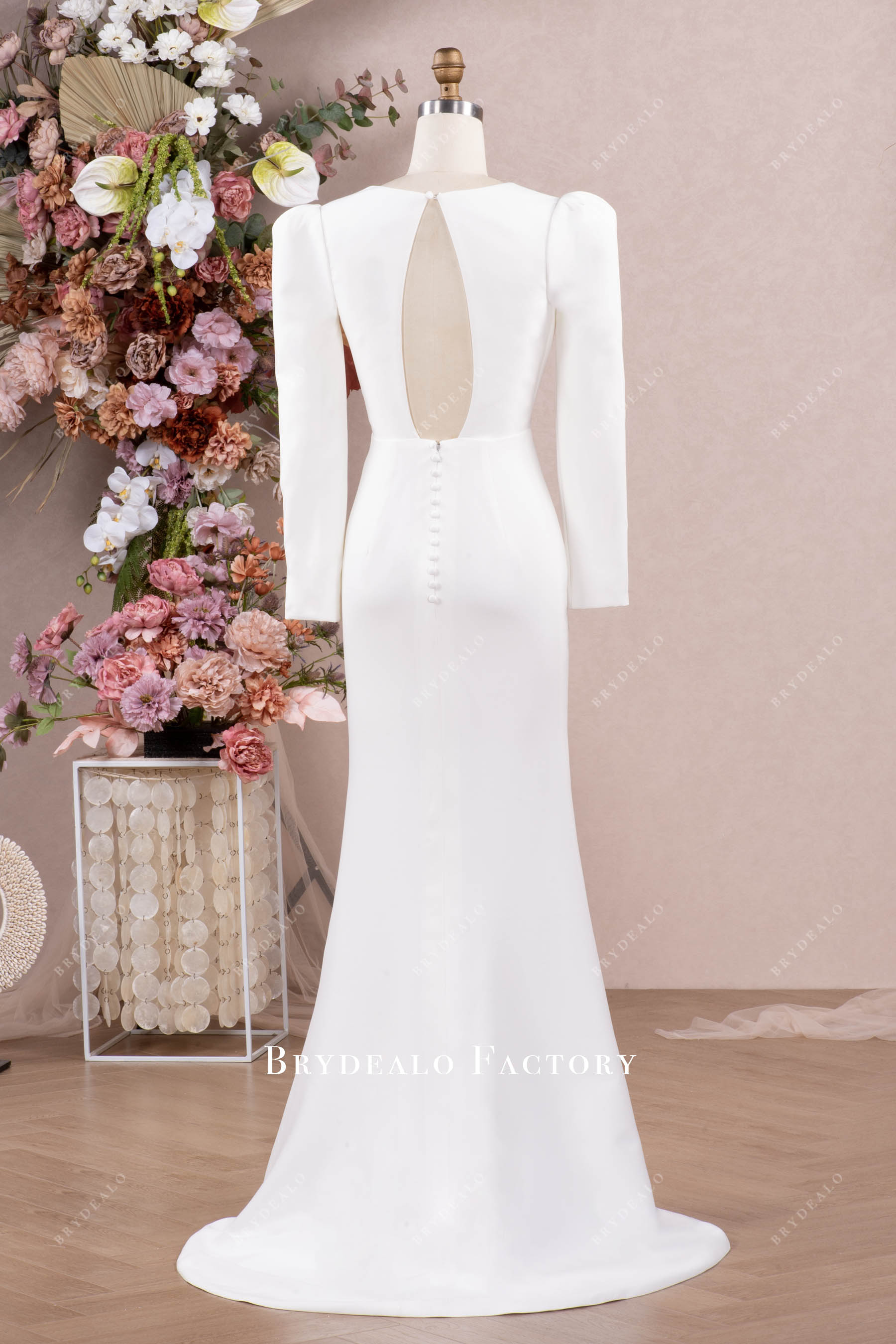 sweep train keyhole wedding dress