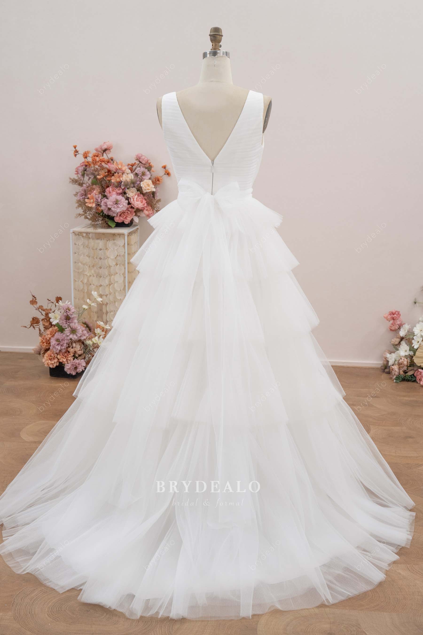 sweep train tiered wedding dress