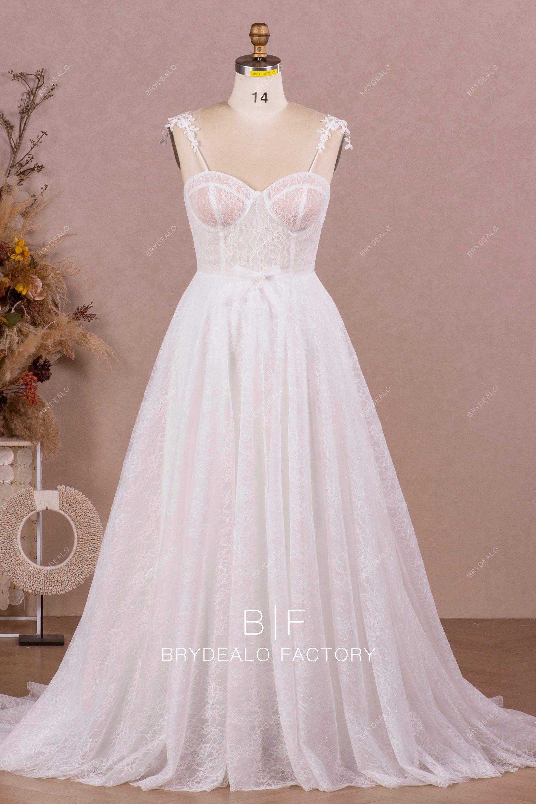 Illusion Lace Corset Sweetheart Neck Wholesale A-line Wedding Dress