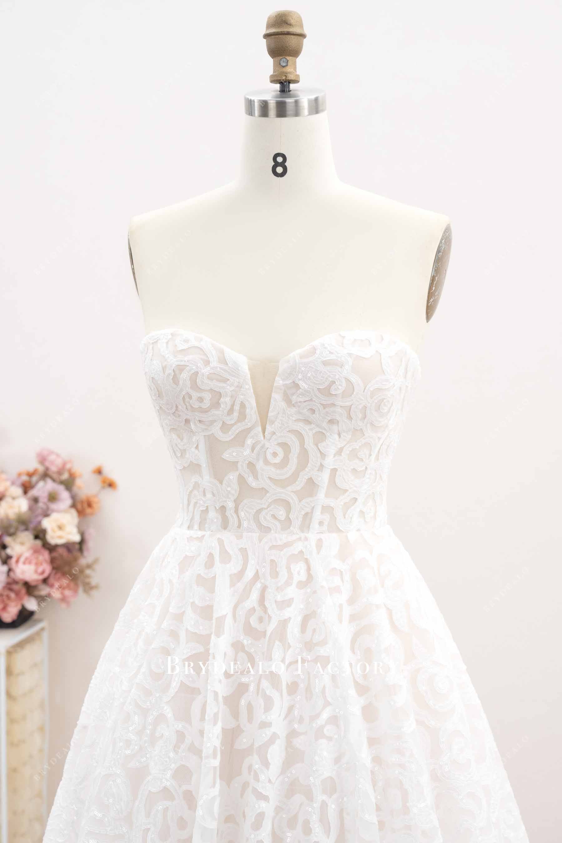 sweetheart corset rose lace wedding dress