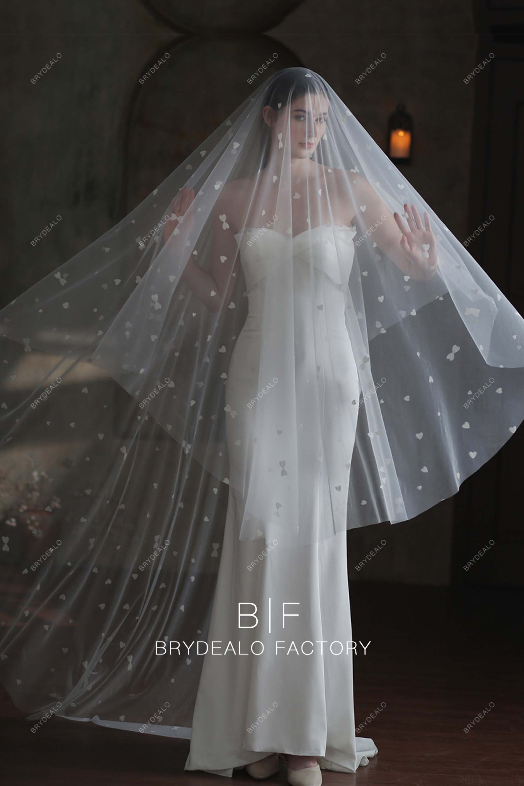 Fairy Sweetheart Tulle Single-tier Cathedral Length Wholesale Drop Veil