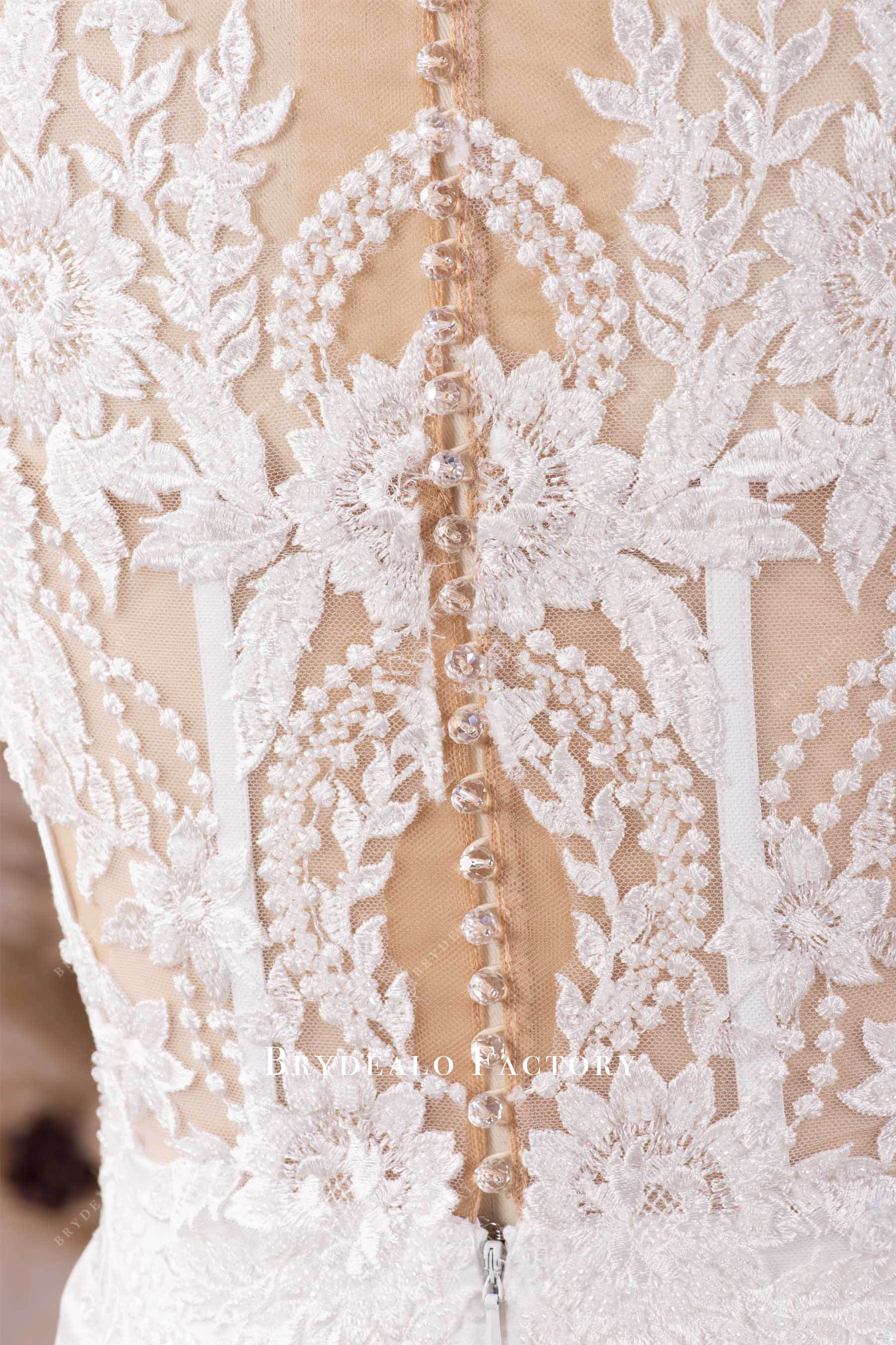 symmetric lace back bridal gown