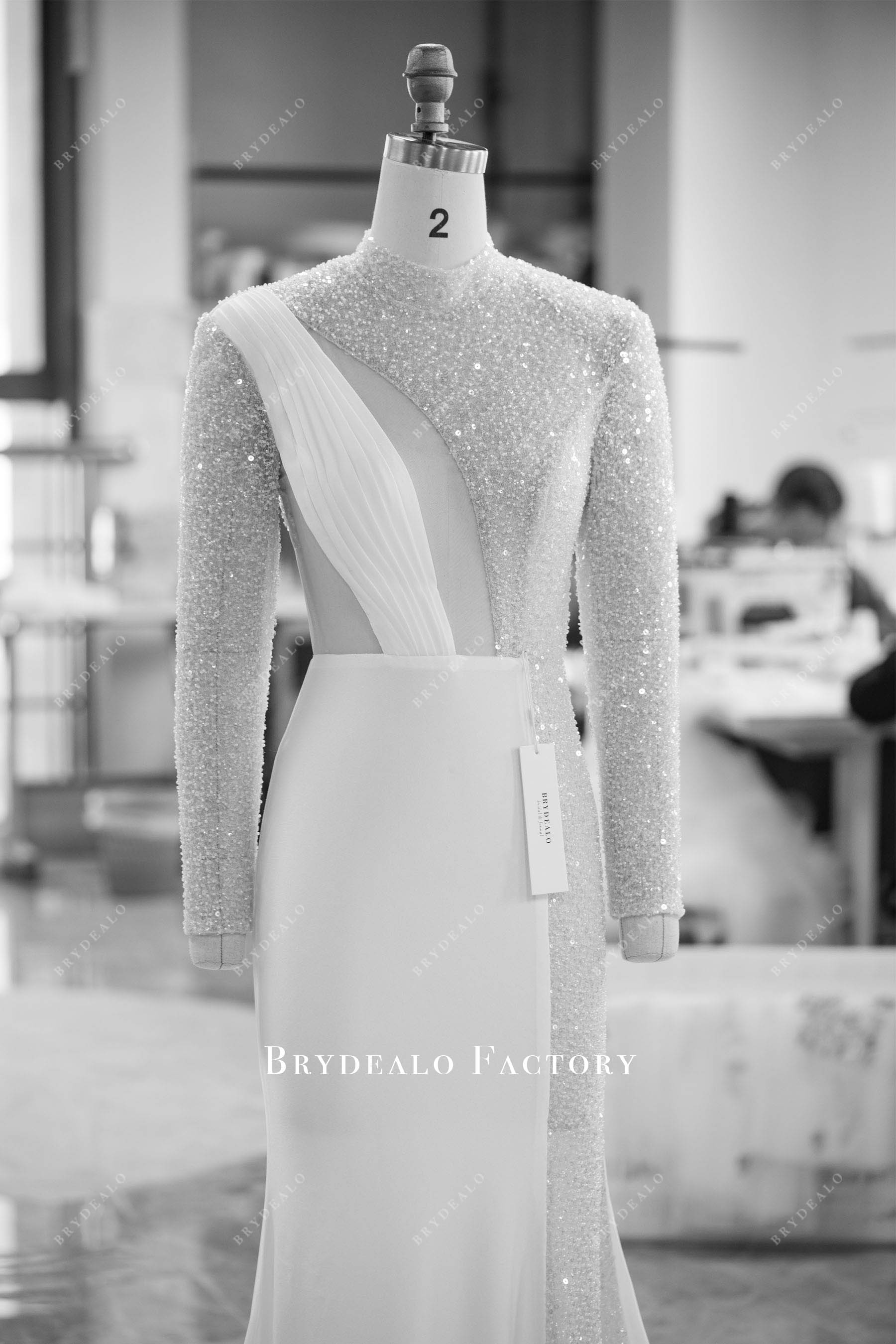 tailor-made beaded modern bridal gown