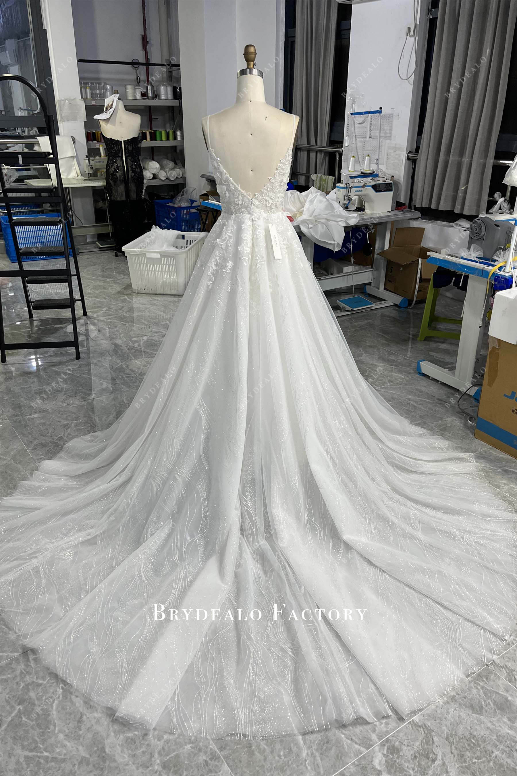 tailor-made sparkly long wedding dress