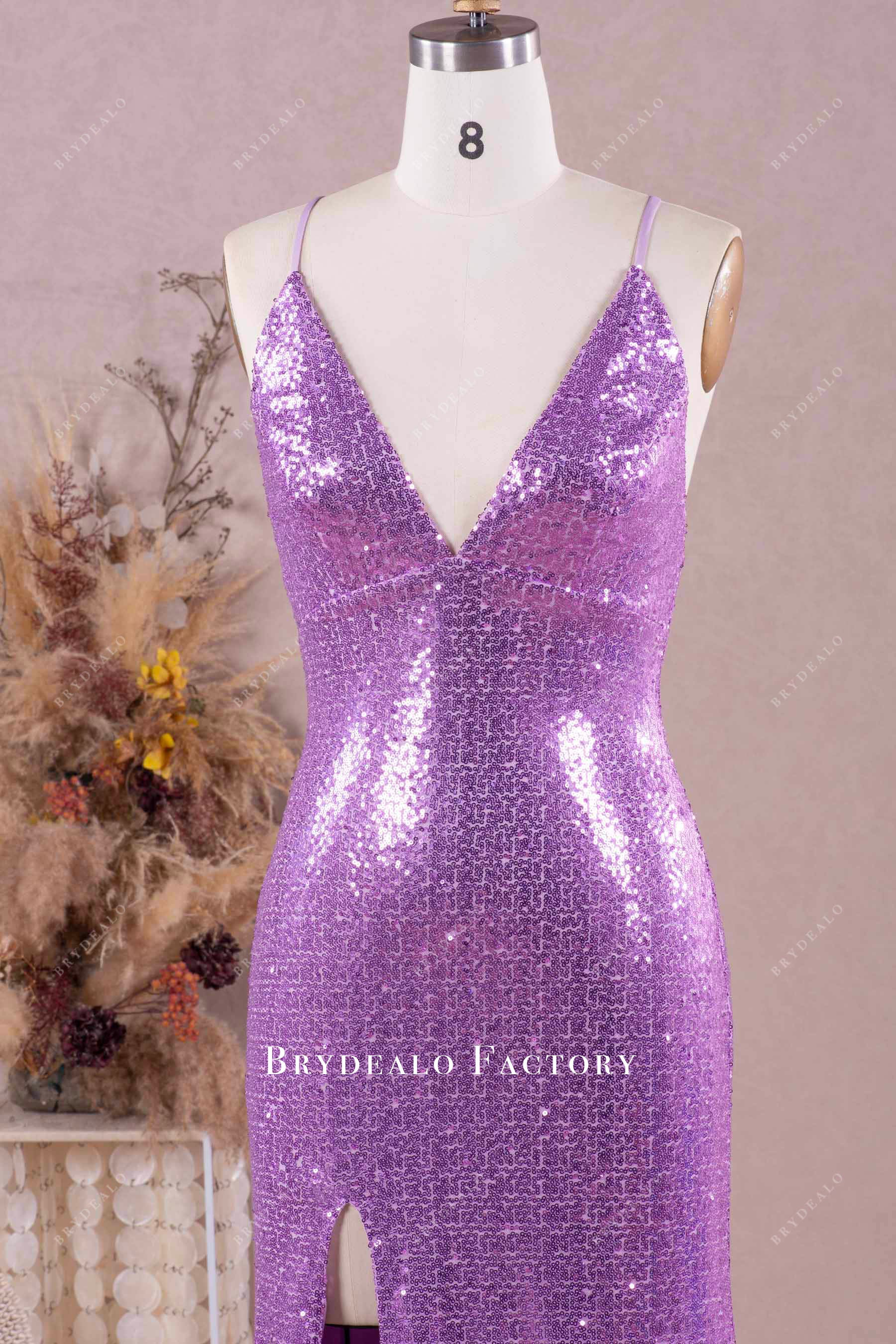 thin strap v-neck evening dress