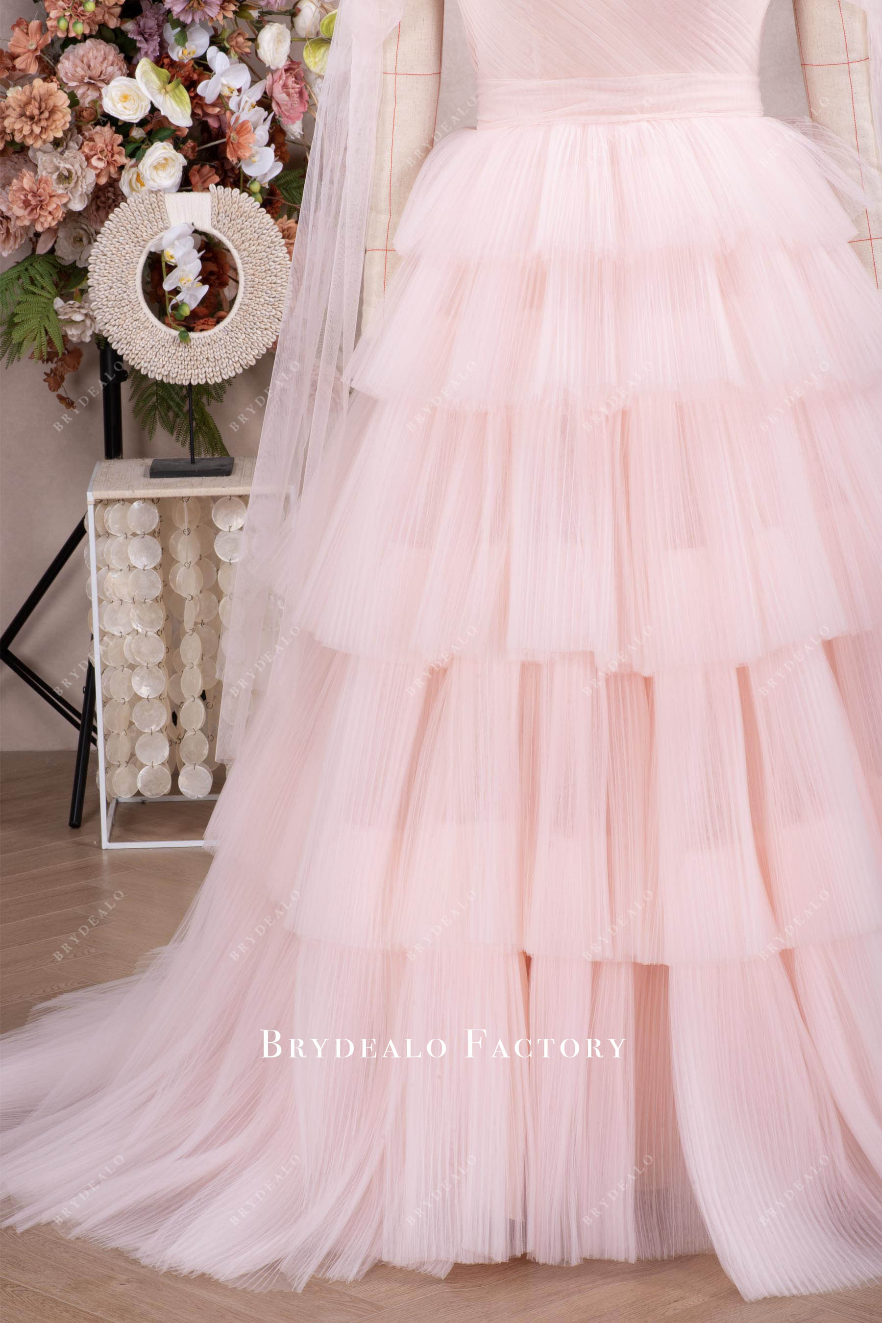 tiered Aline skirt wedding dress