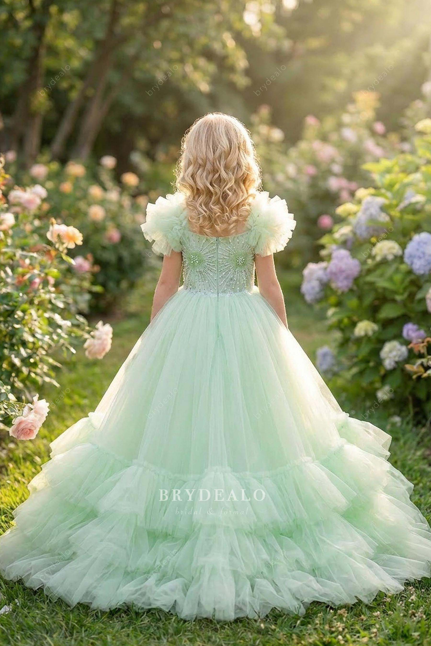 tiered tulle junior pageant gown