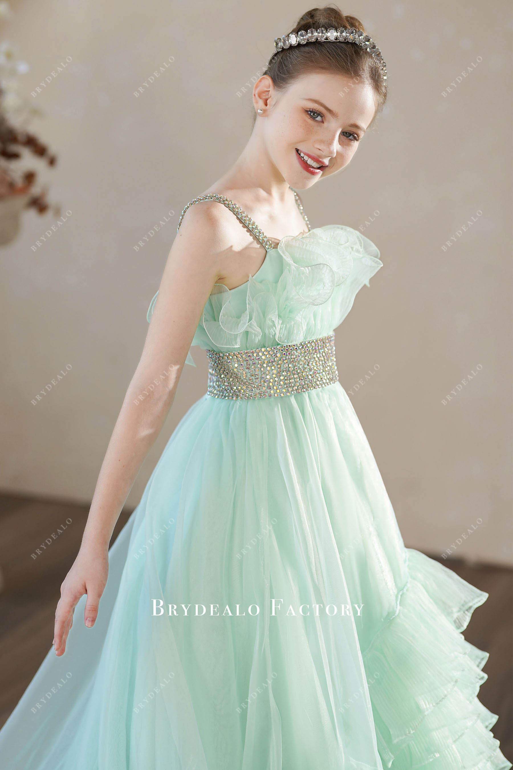 tiffany green luxury junior pageant dress