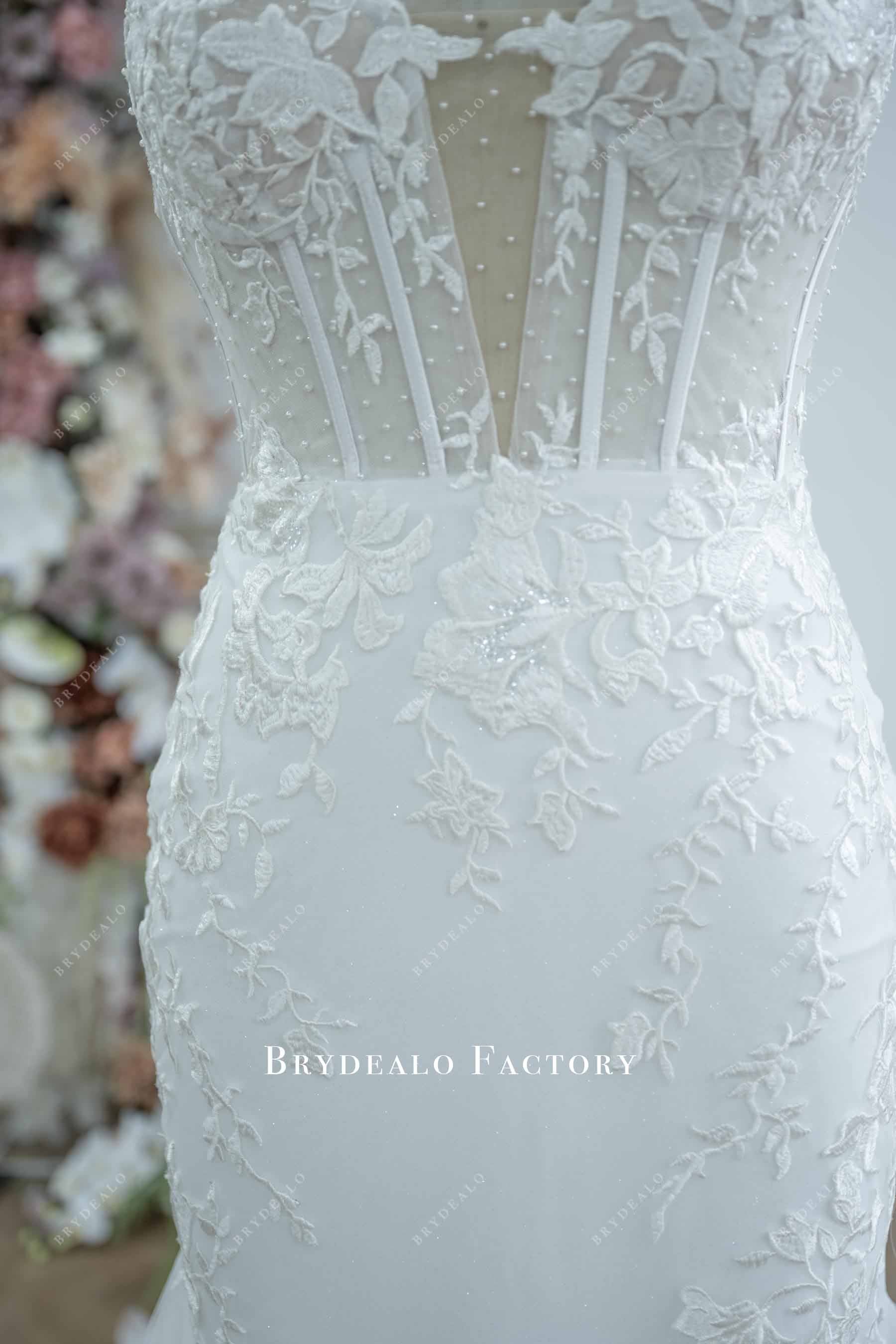 tiny pearl lace wedding dress