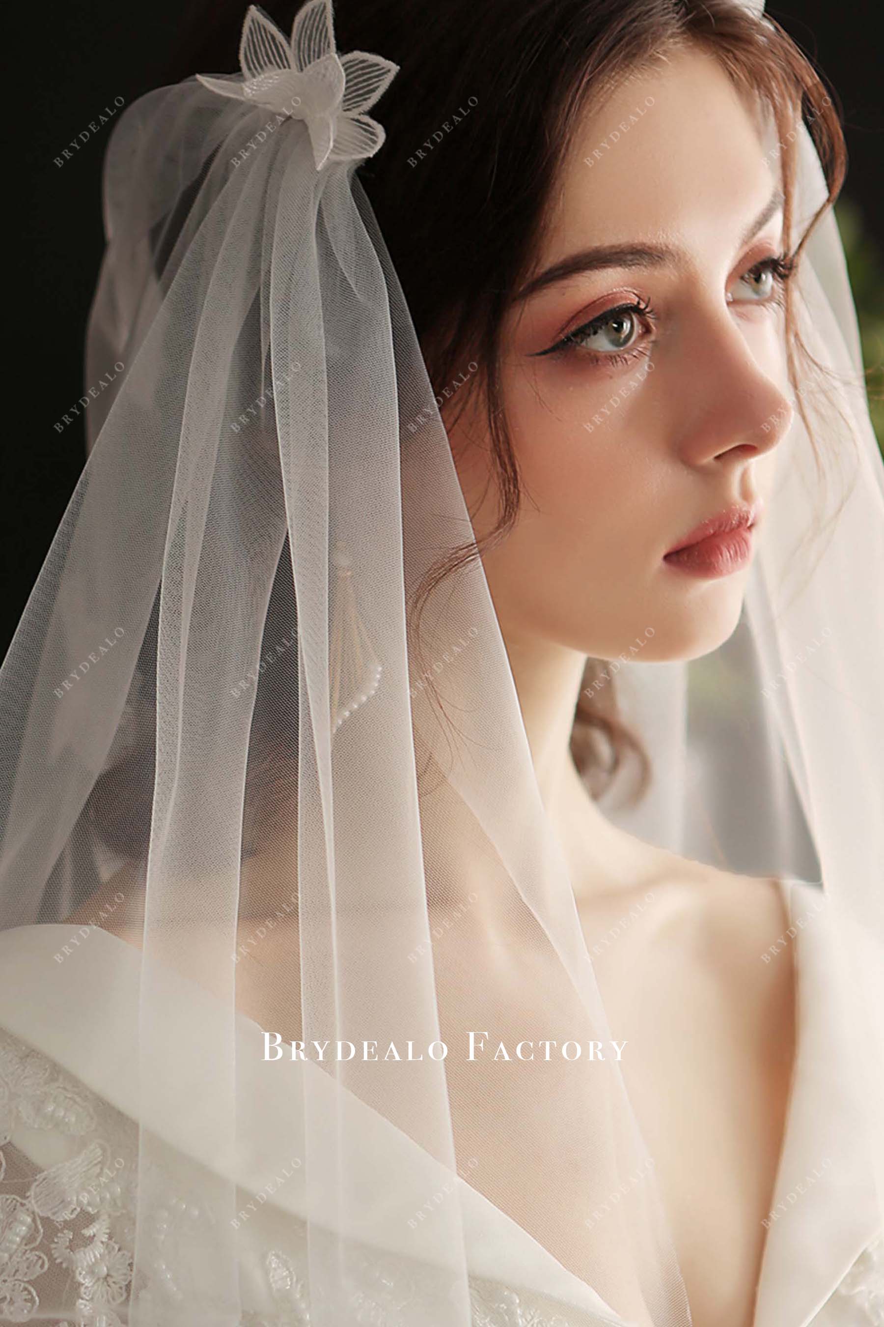 tulle 3d floral wedding veil