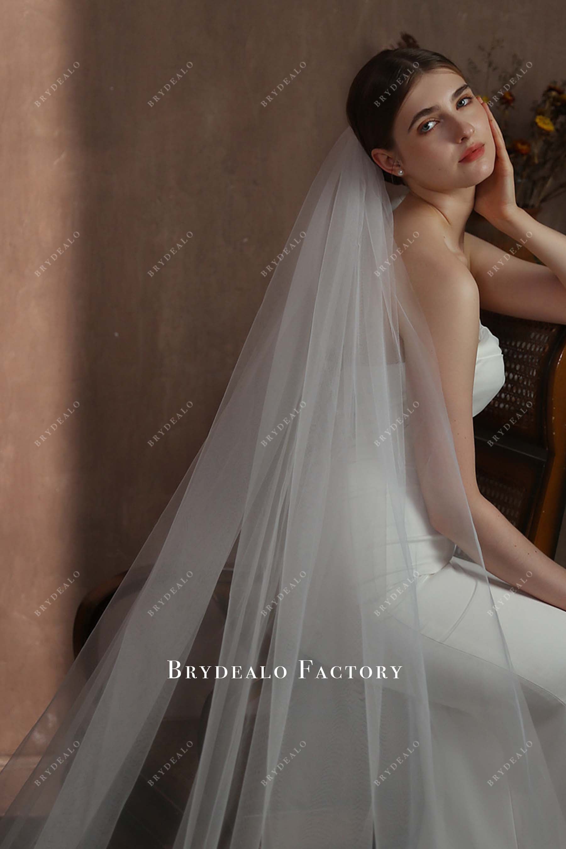 tulle long bridal veil