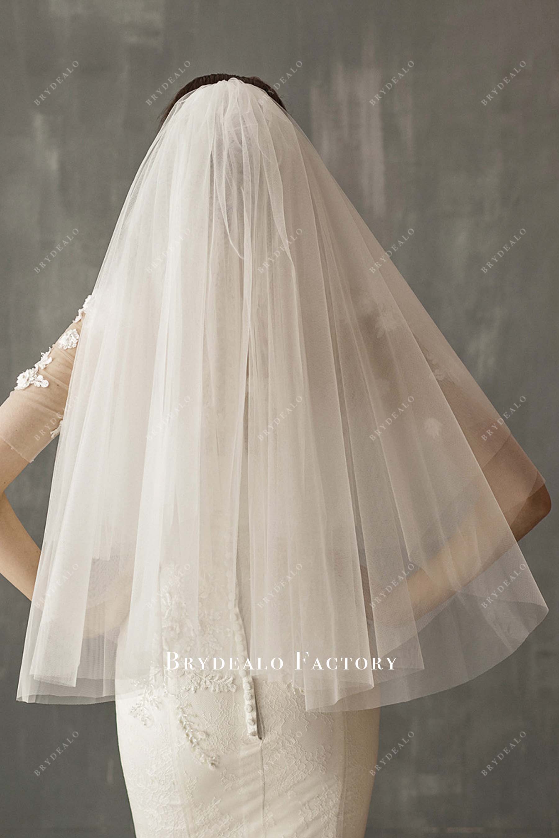 Two Tier Raw Cut Wholesale Classic Wedding Veil