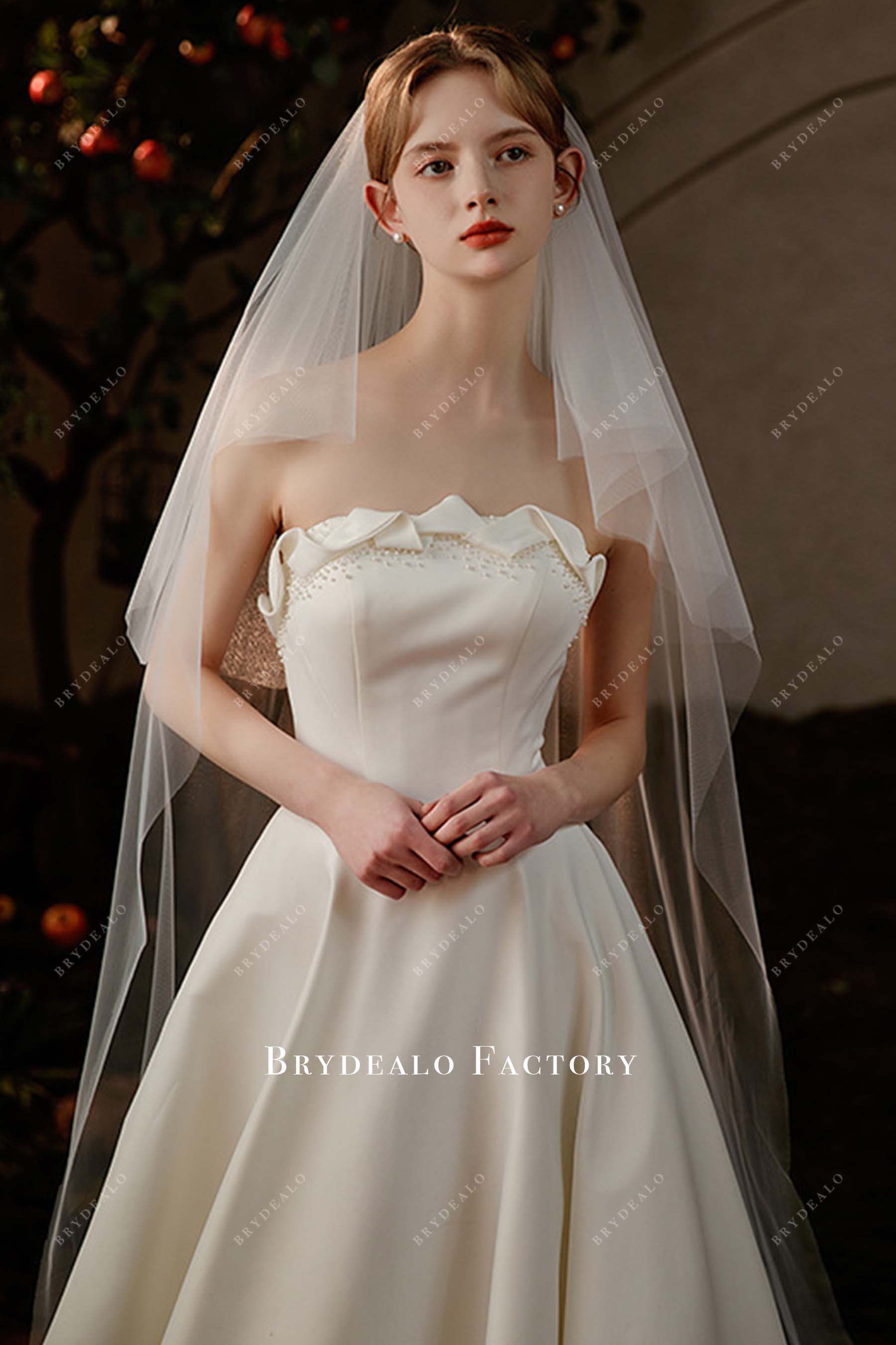 two tier raw cut bridal veil