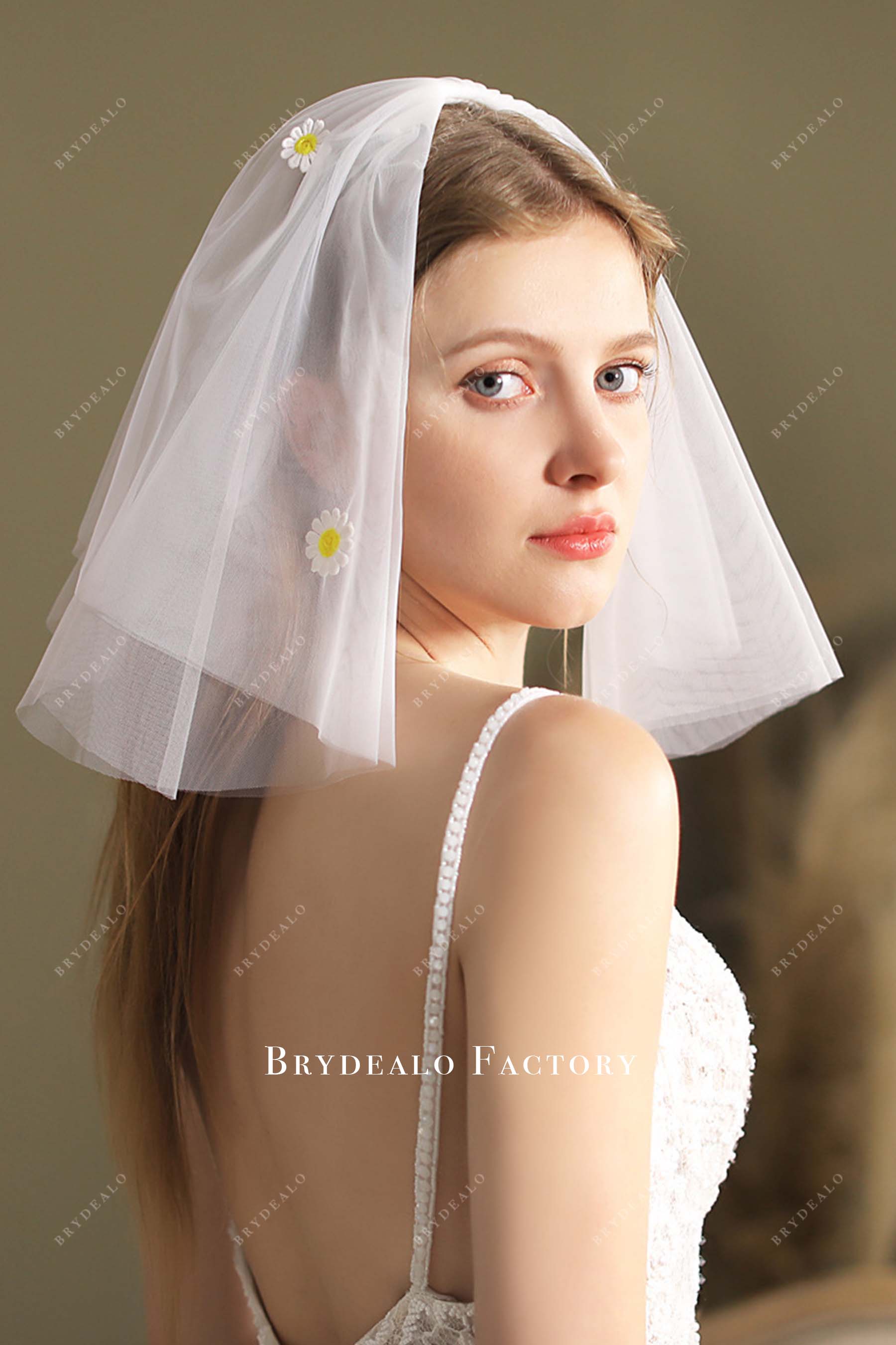 two tier shoulder length bridal veil