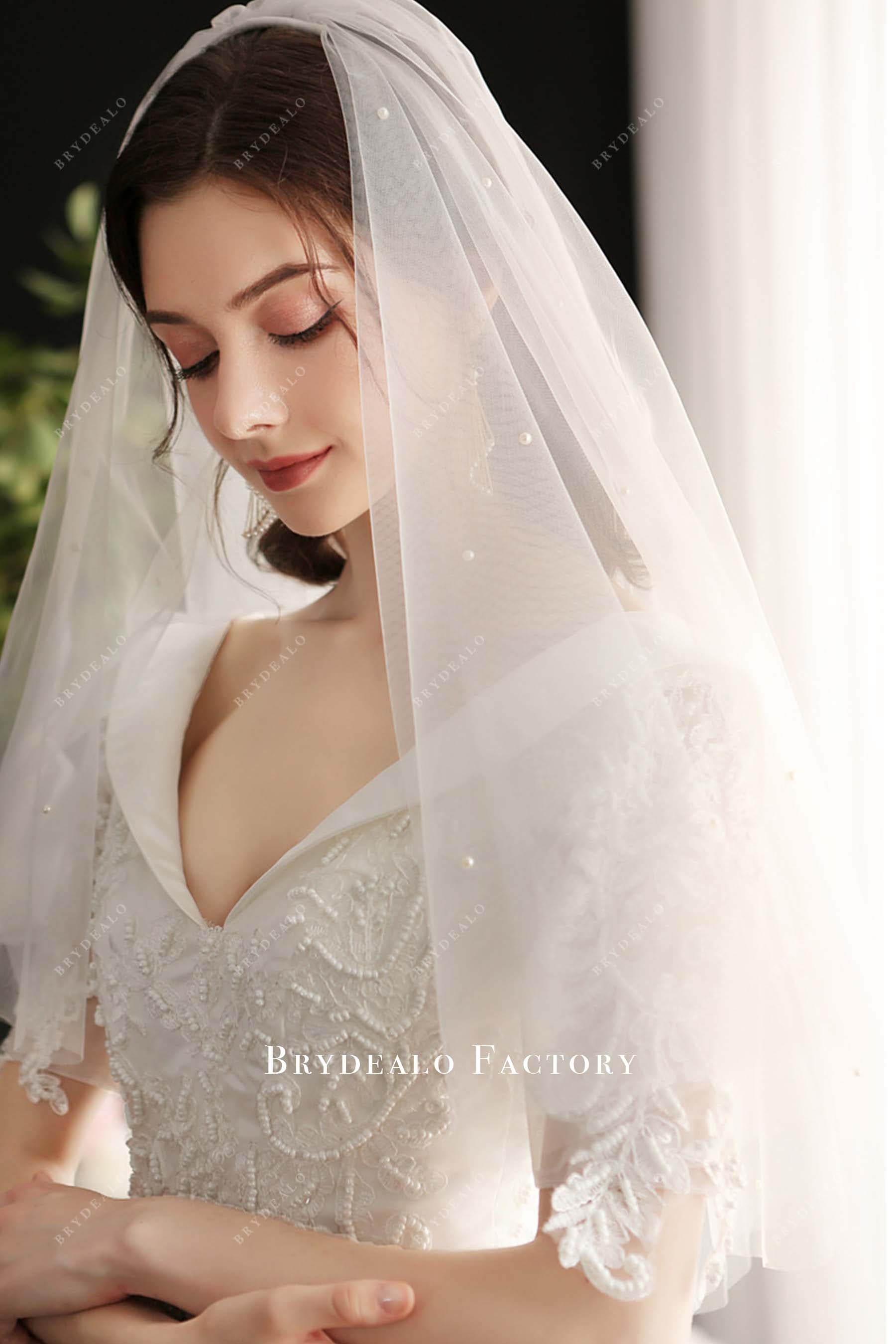 two tier tulle wedding veil