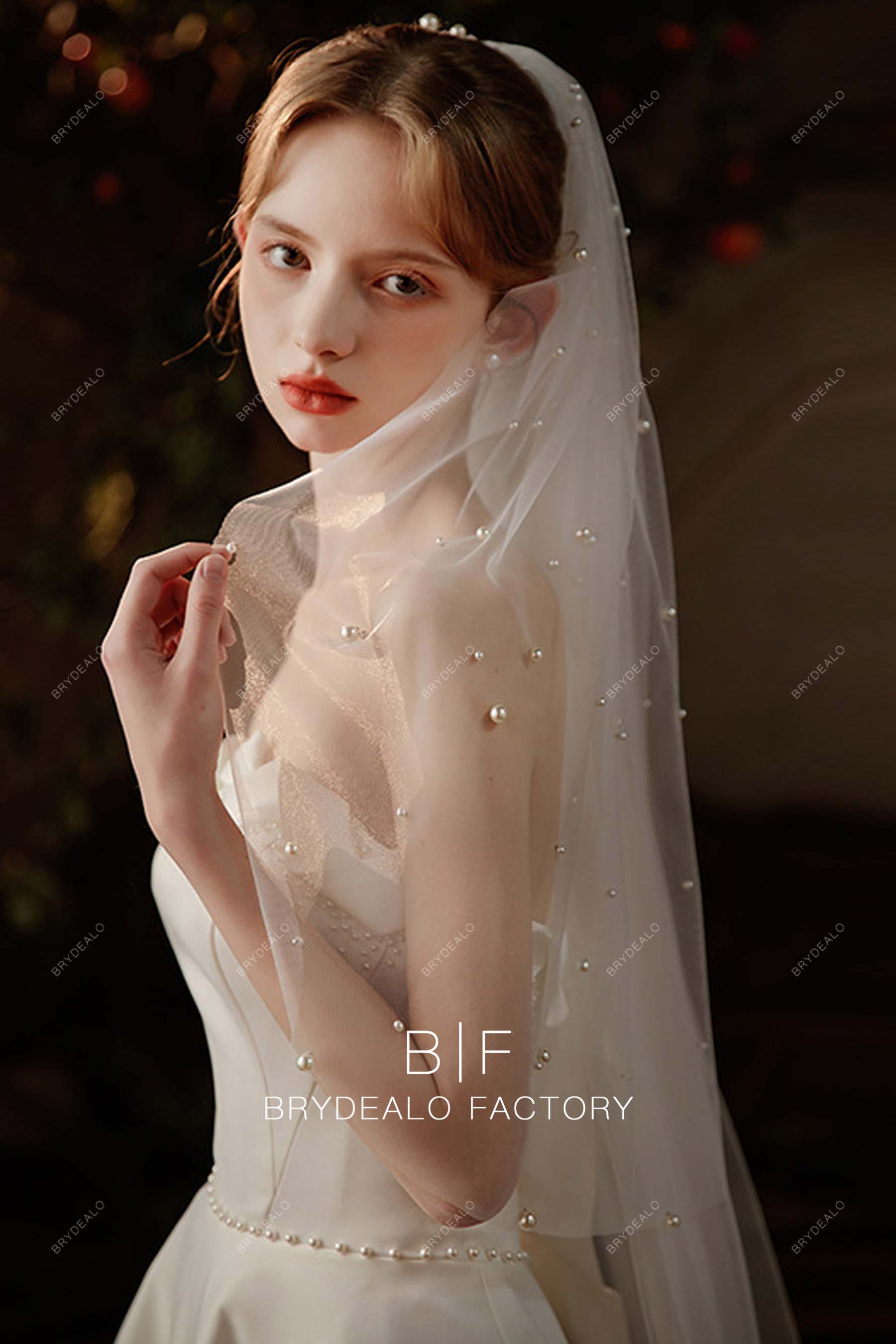 Chapel Veil, Pearl Tulle by Grace + Ivory