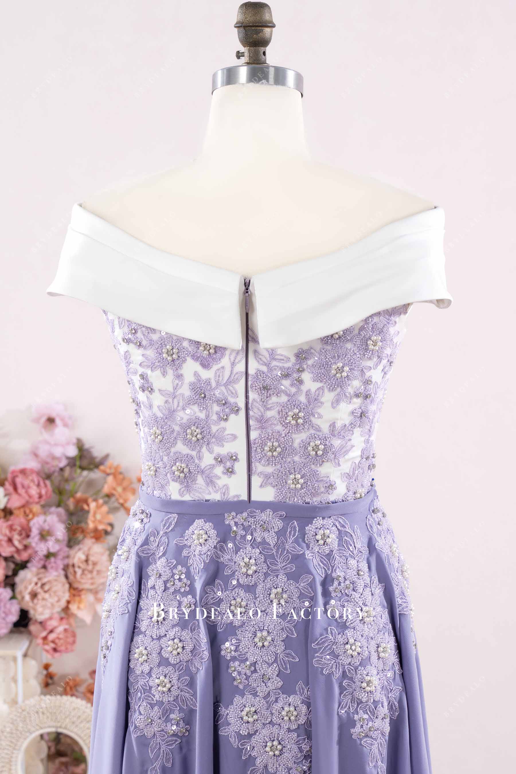 two-tone beaded lace formal dress