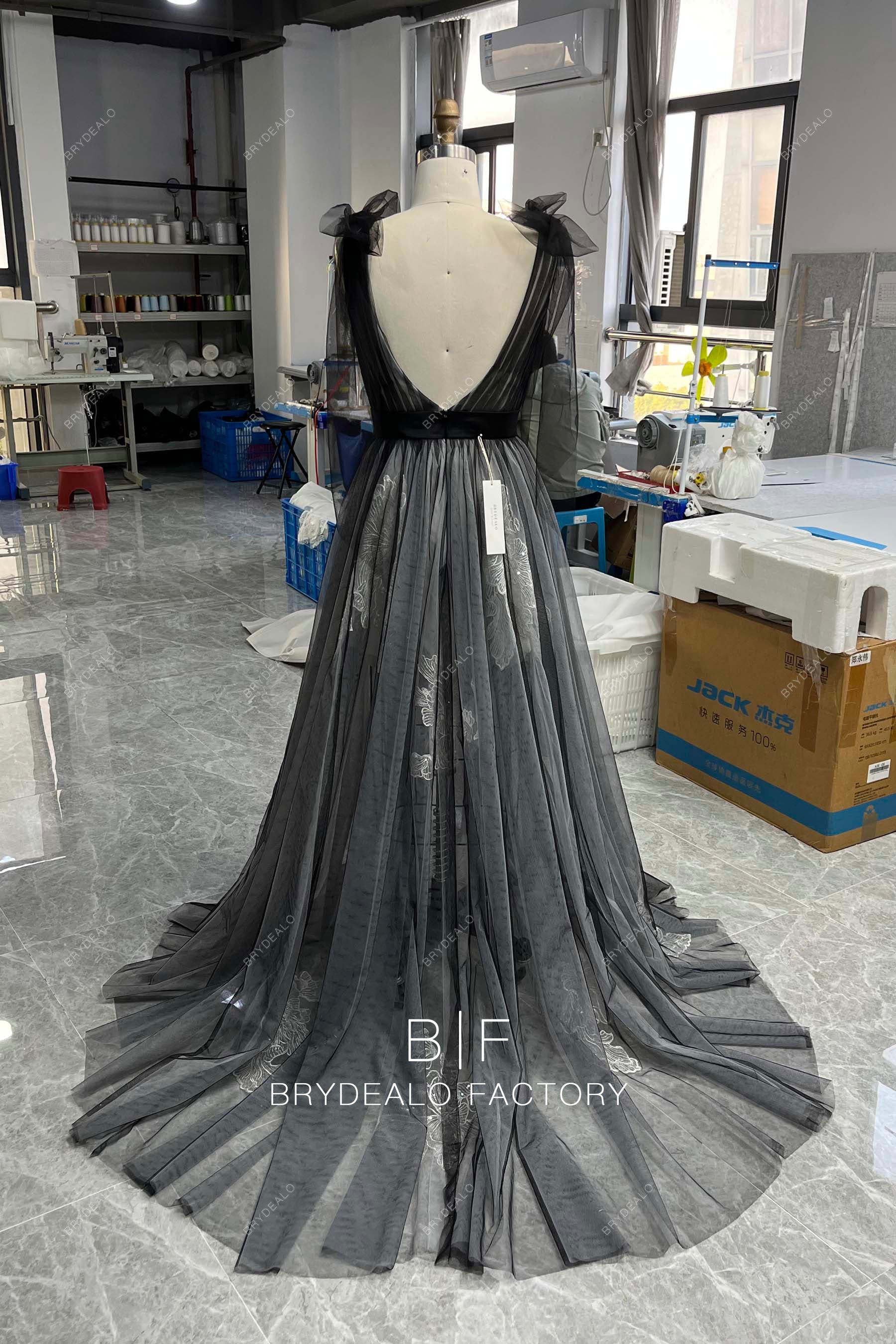 two-tone tulle wedding dress