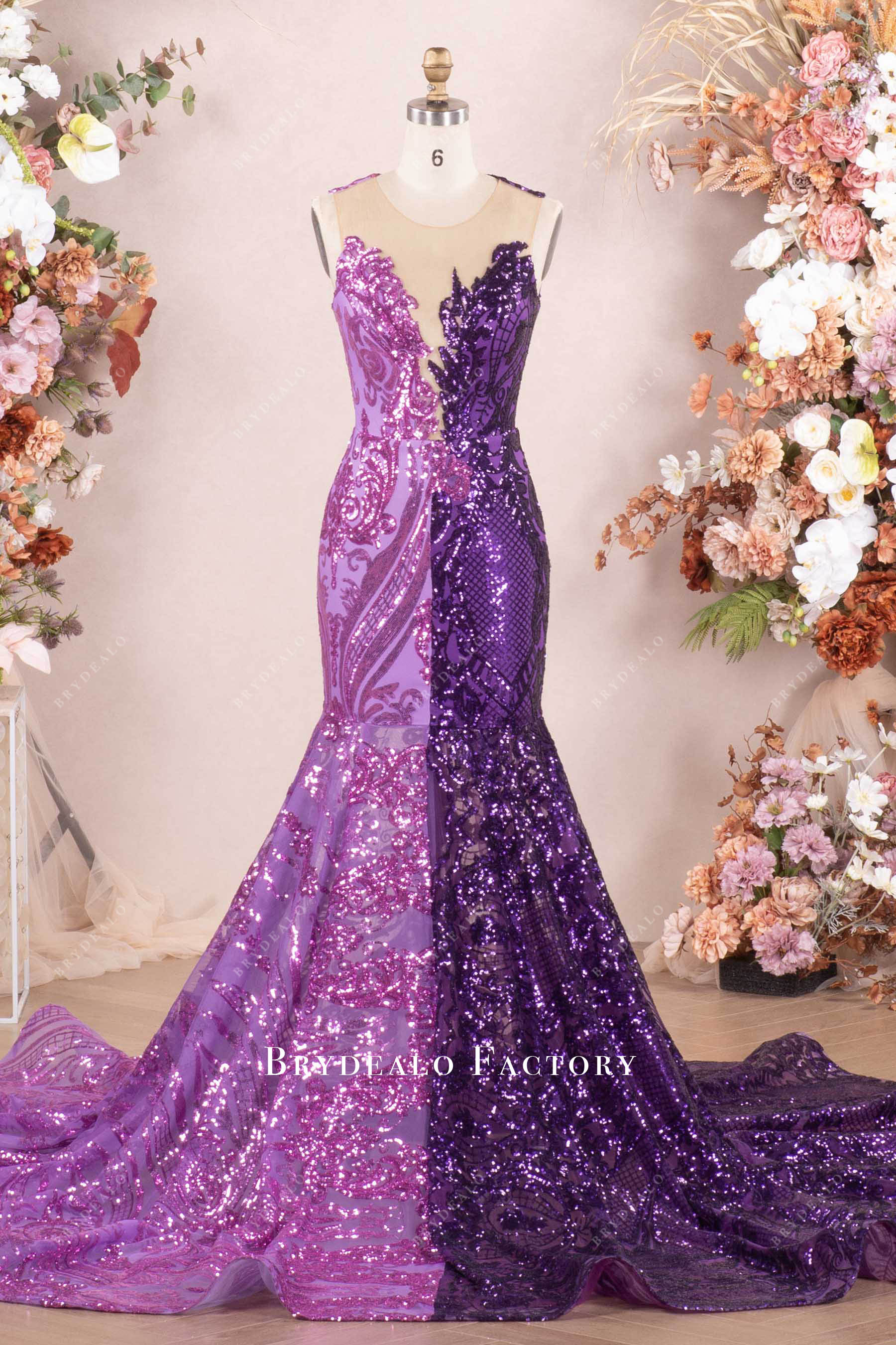 Purple Formal Dresses Purple Banquet Dresses Dramatic Two-Tone