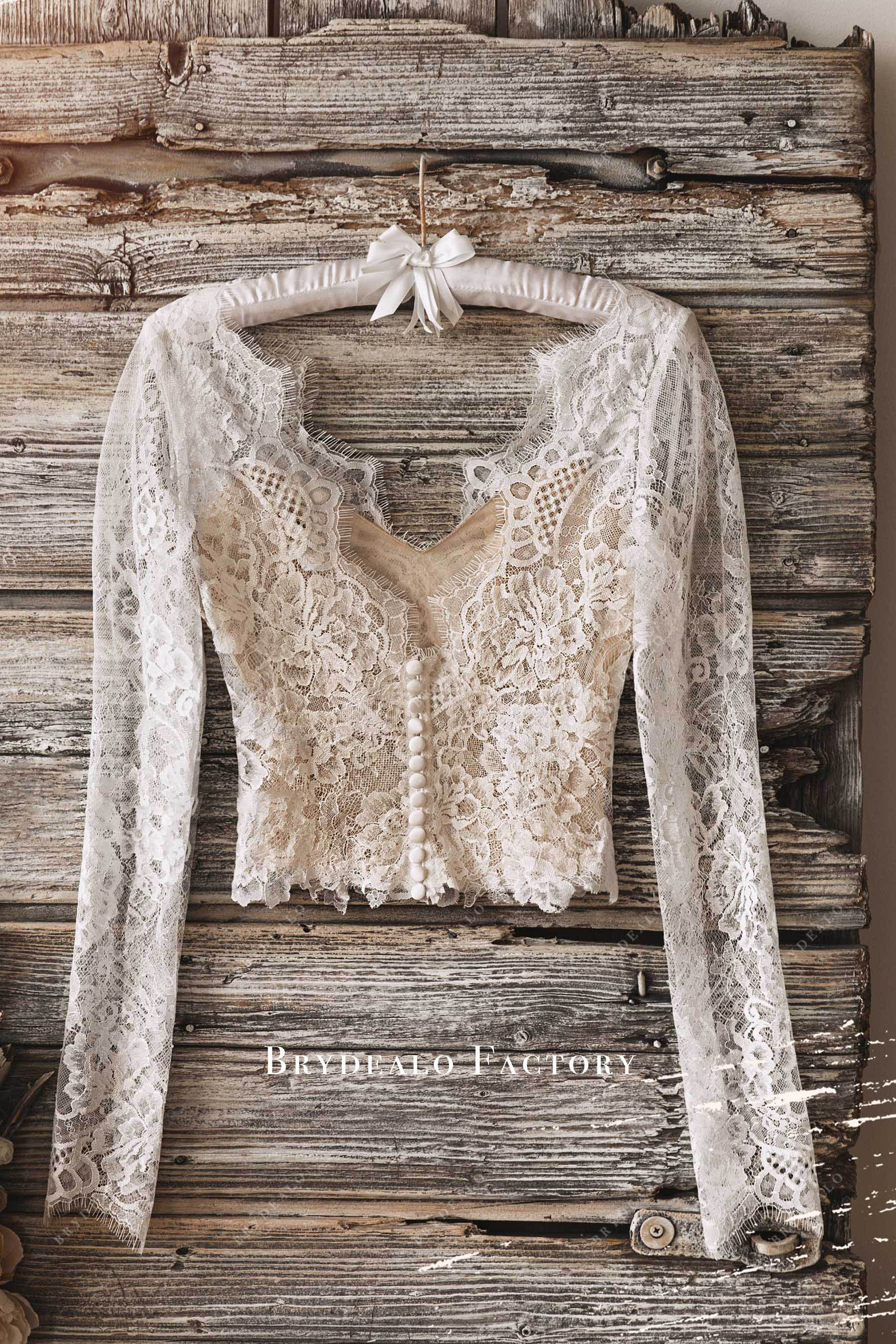 V-cut buttoned back bridal top